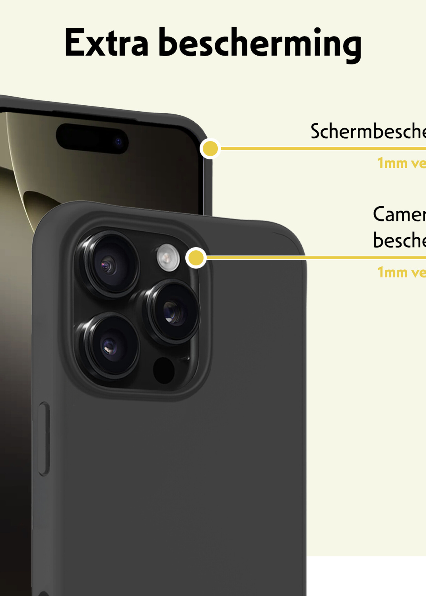 LUQ Hoesje Geschikt voor iPhone 16 Pro Hoesje Siliconen Case - Hoes Geschikt voor iPhone 16 Pro Hoes Siliconen - Zwart - 2 Stuks