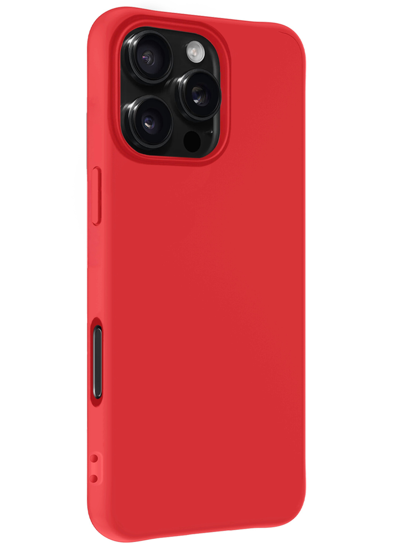 LUQ Hoesje Geschikt voor iPhone 16 Pro Hoesje Siliconen Case Met Screenprotector - Hoes Geschikt voor iPhone 16 Pro Hoes Siliconen - Rood