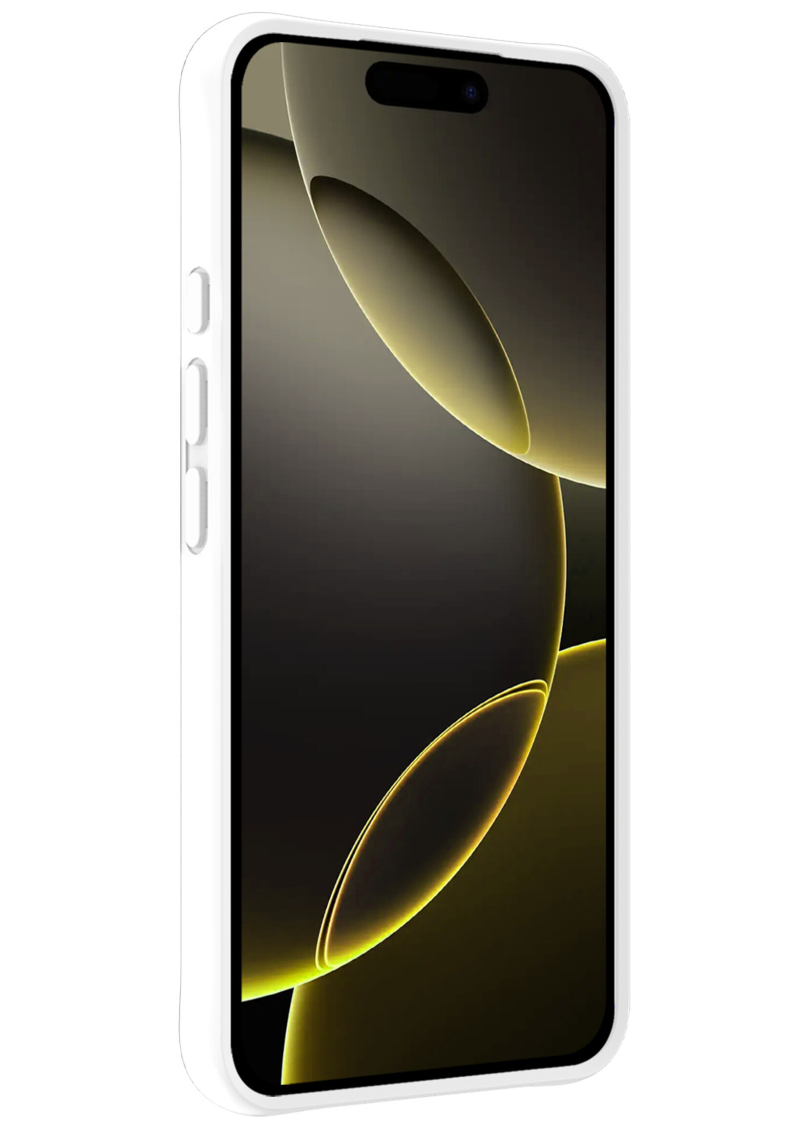 LUQ Hoesje Geschikt voor iPhone 16 Pro Hoesje Siliconen Case Met Screenprotector - Hoes Geschikt voor iPhone 16 Pro Hoes Siliconen - Wit