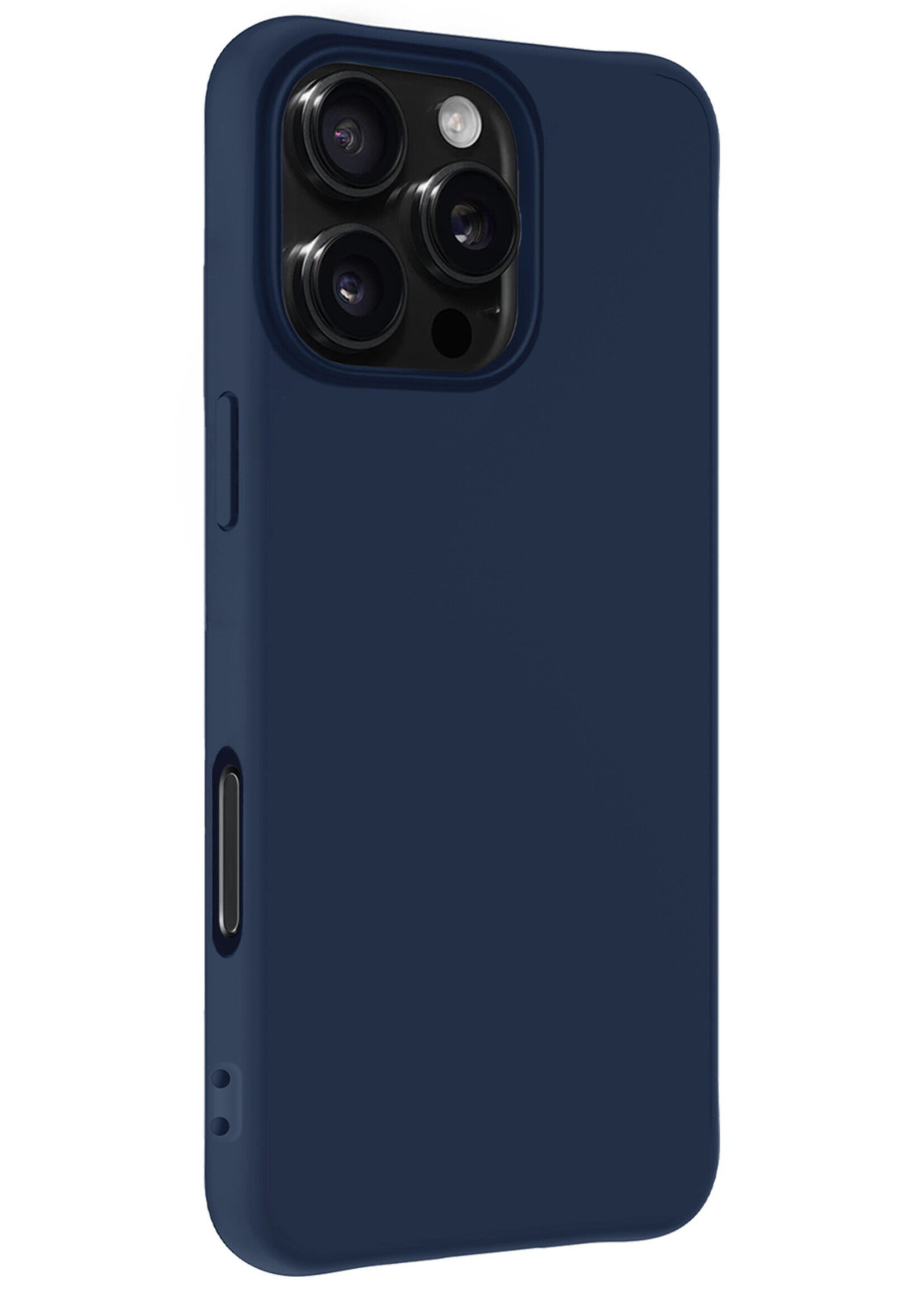 LUQ Hoesje Geschikt voor iPhone 16 Pro Hoesje Siliconen Case Met 2x Screenprotector - Hoes Geschikt voor iPhone 16 Pro Hoes Siliconen - Donkerblauw