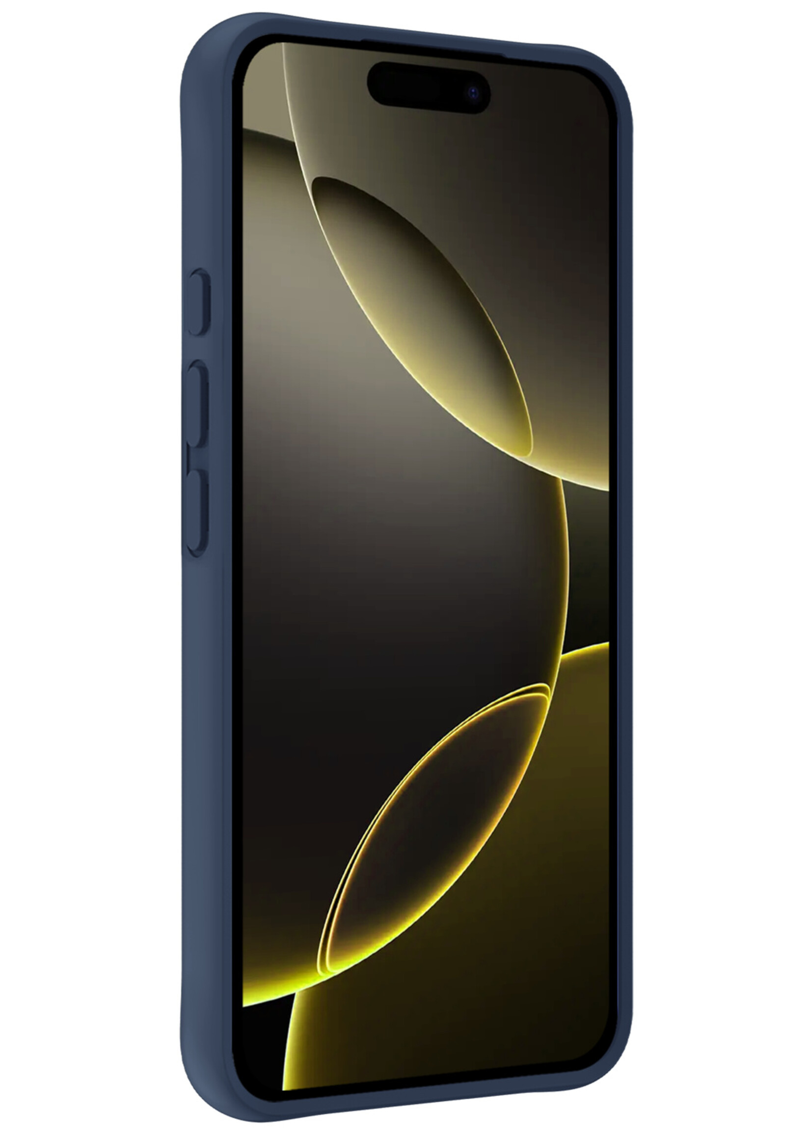 LUQ Hoesje Geschikt voor iPhone 16 Pro Hoesje Siliconen Case Met 2x Screenprotector - Hoes Geschikt voor iPhone 16 Pro Hoes Siliconen - Donkerblauw