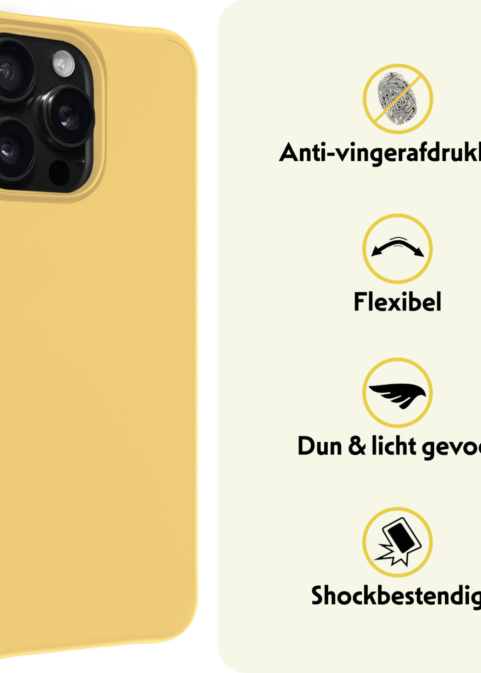 LUQ Hoesje Geschikt voor iPhone 16 Pro Hoesje Siliconen Case Met 2x Screenprotector - Hoes Geschikt voor iPhone 16 Pro Hoes Siliconen - Geel