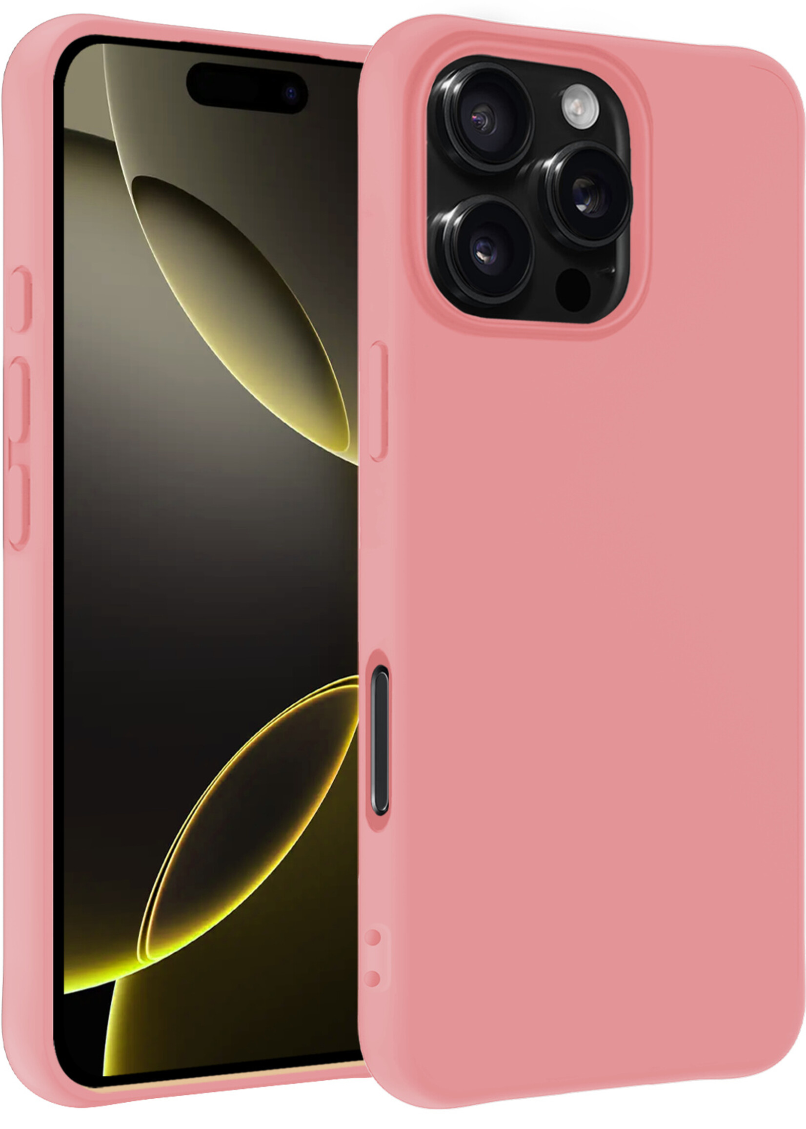 LUQ Hoesje Geschikt voor iPhone 16 Pro Max Hoesje Siliconen Case - Hoes Geschikt voor iPhone 16 Pro Max Hoes Siliconen - Lichtroze