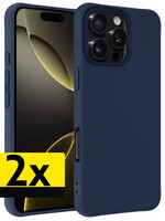 LUQ LUQ iPhone 16 Pro Max Hoesje Siliconen - Donkerblauw - 2 PACK