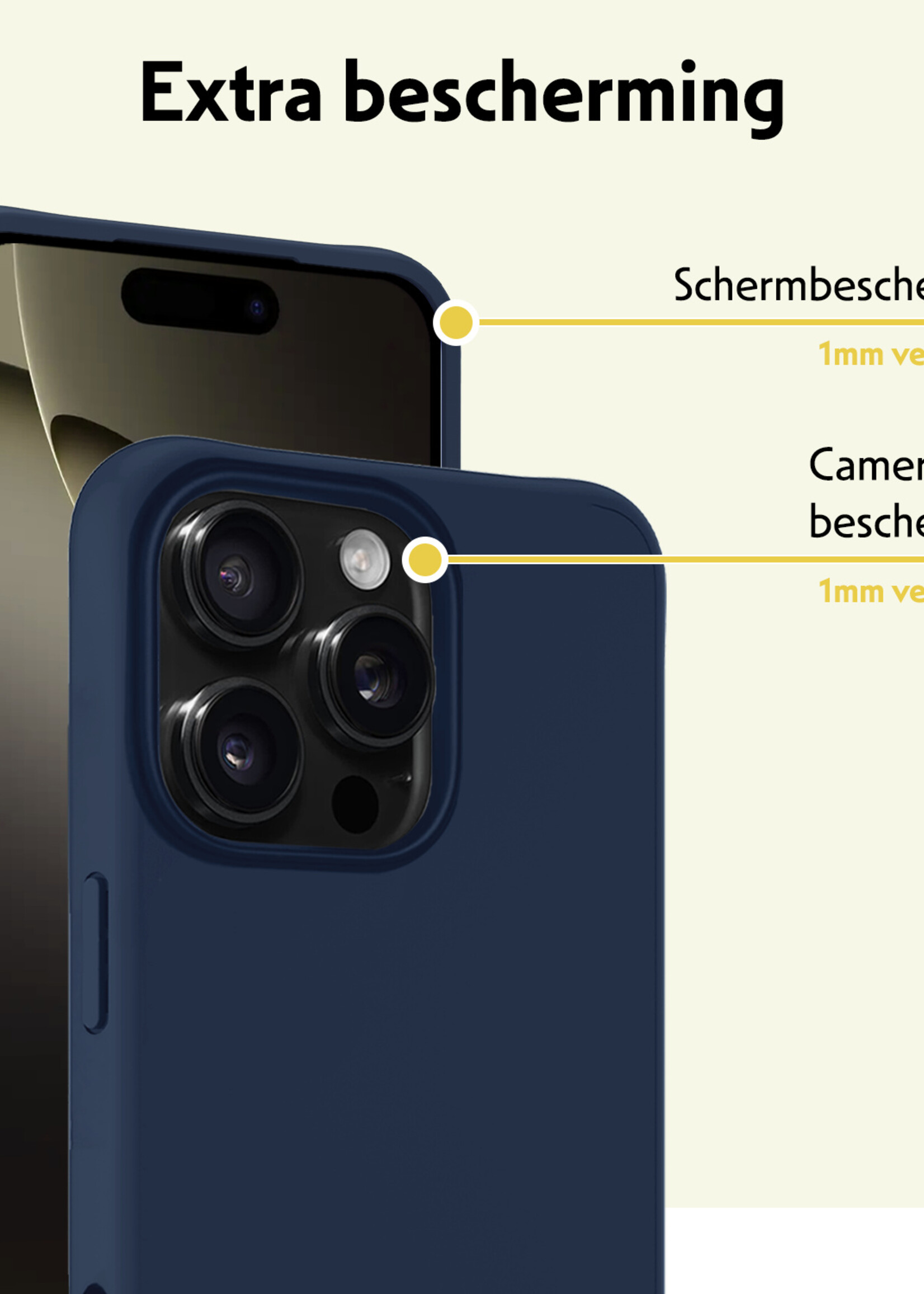 LUQ Hoesje Geschikt voor iPhone 16 Pro Max Hoesje Siliconen Case - Hoes Geschikt voor iPhone 16 Pro Max Hoes Siliconen - Donkerblauw - 2 Stuks