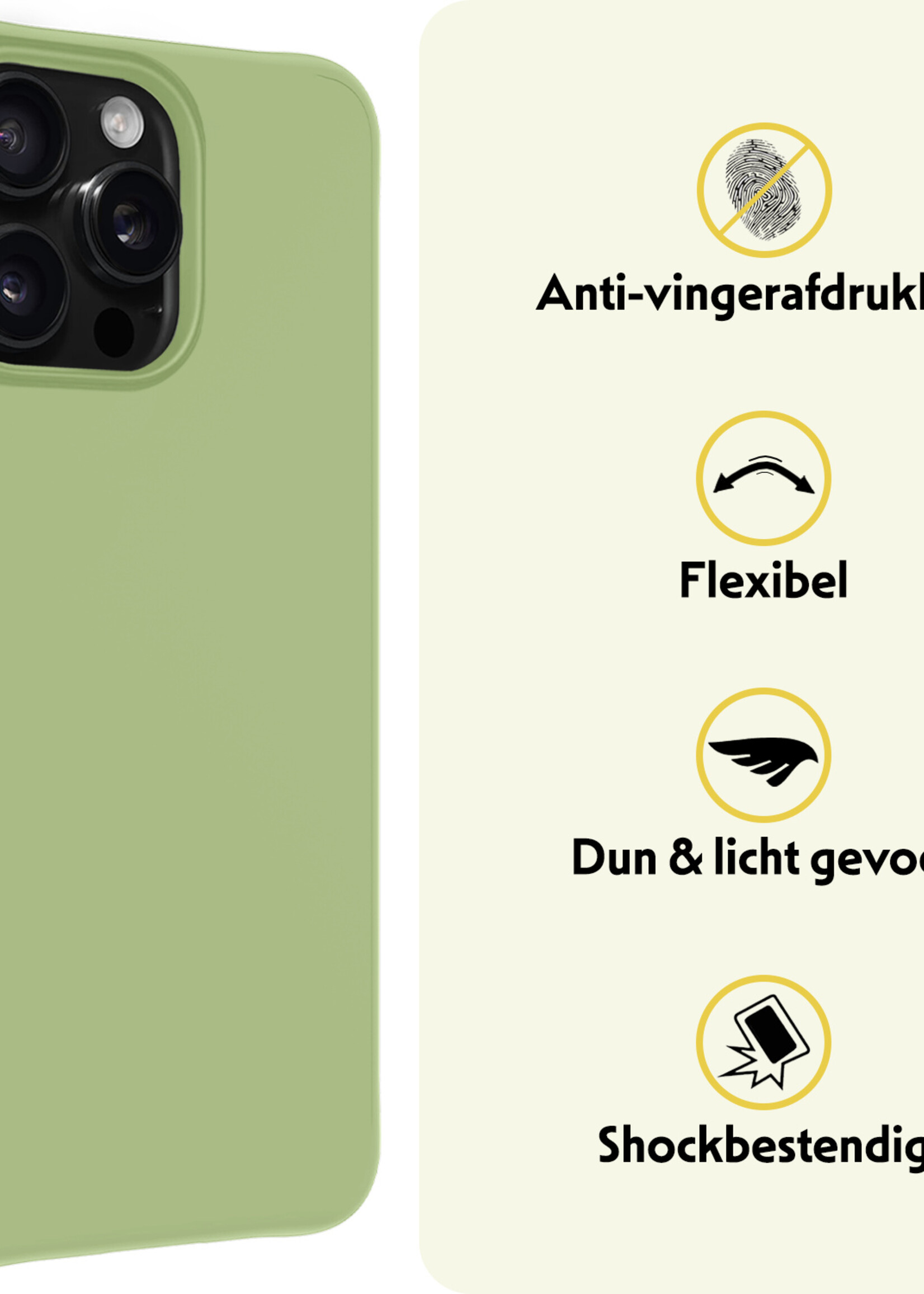 LUQ Hoesje Geschikt voor iPhone 16 Pro Max Hoesje Siliconen Case - Hoes Geschikt voor iPhone 16 Pro Max Hoes Siliconen - Groen - 2 Stuks