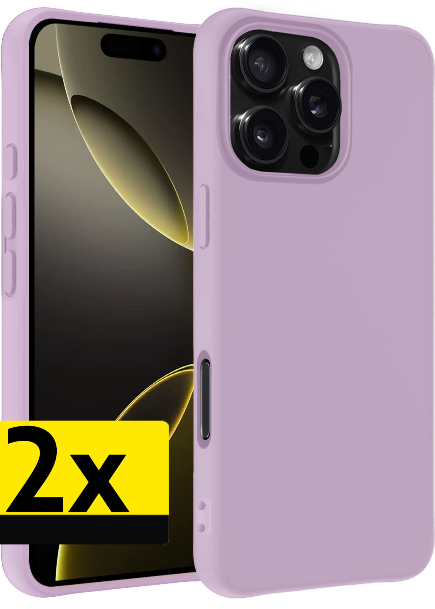 LUQ Hoesje Geschikt voor iPhone 16 Pro Max Hoesje Siliconen Case - Hoes Geschikt voor iPhone 16 Pro Max Hoes Siliconen - Lila - 2 Stuks