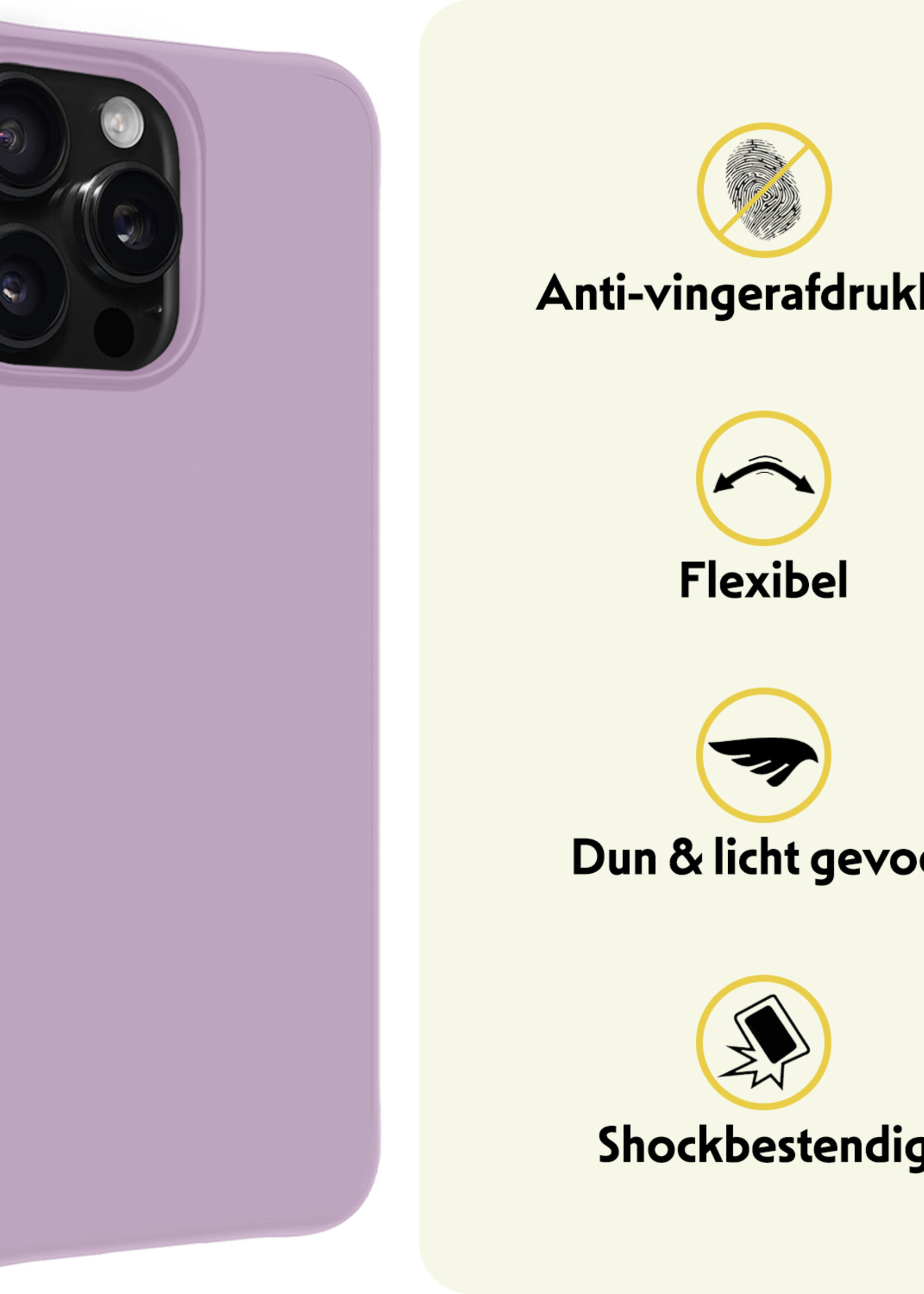 LUQ Hoesje Geschikt voor iPhone 16 Pro Max Hoesje Siliconen Case - Hoes Geschikt voor iPhone 16 Pro Max Hoes Siliconen - Lila - 2 Stuks