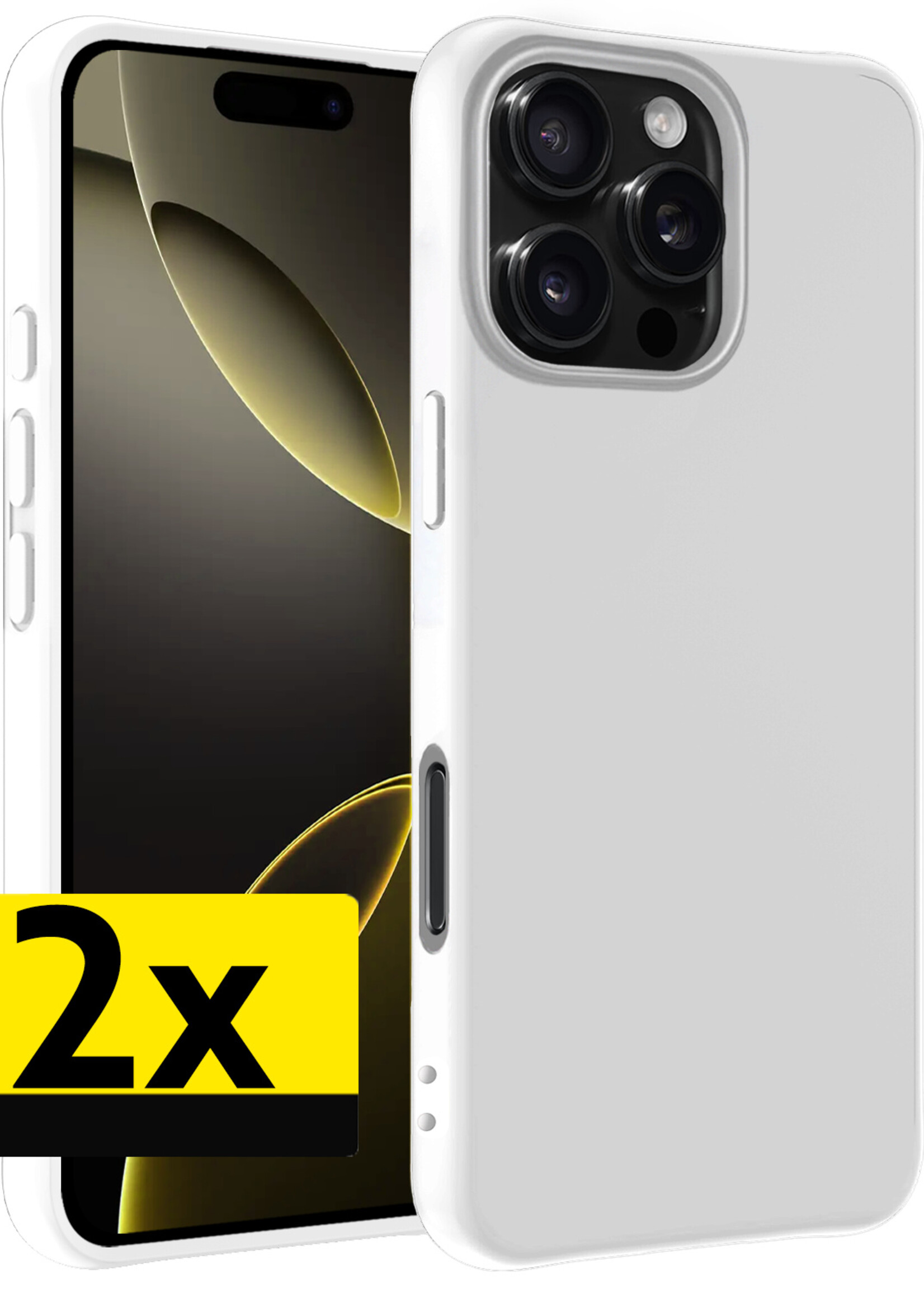 LUQ Hoesje Geschikt voor iPhone 16 Pro Max Hoesje Siliconen Case - Hoes Geschikt voor iPhone 16 Pro Max Hoes Siliconen - Wit - 2 Stuks