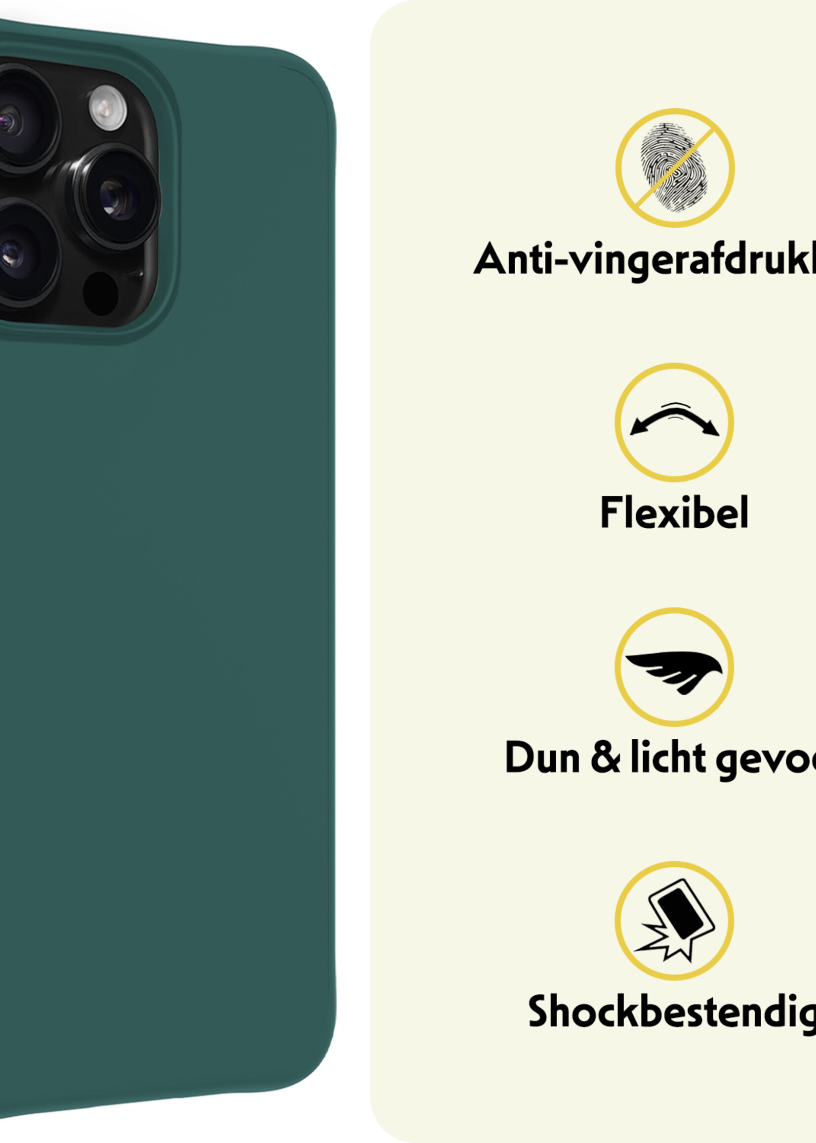 LUQ Hoesje Geschikt voor iPhone 16 Pro Max Hoesje Siliconen Case Met 2x Screenprotector - Hoes Geschikt voor iPhone 16 Pro Max Hoes Siliconen - Donkergroen