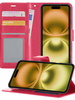 LUQ LUQ iPhone 16 Hoesje Bookcase - Donkerroze