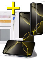 LUQ LUQ iPhone 16 Pro Hoesje Bookcase Met Screenprotector - Wit