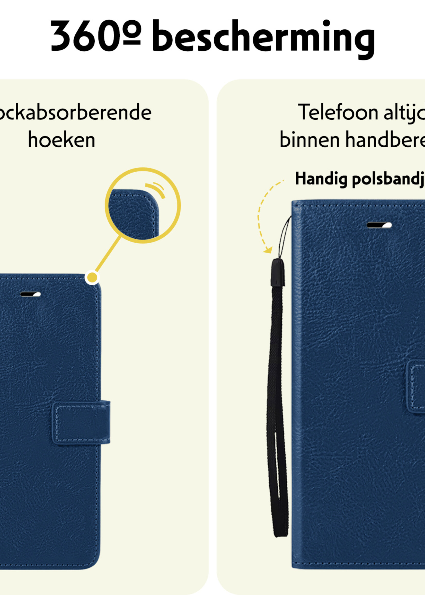 LUQ Hoesje Geschikt voor iPhone 16 Pro Max Hoesje Book Case Hoes Wallet Cover Met Screenprotector - Hoes Geschikt voor iPhone 16 Pro Max Hoesje Bookcase Hoes - Donkerblauw