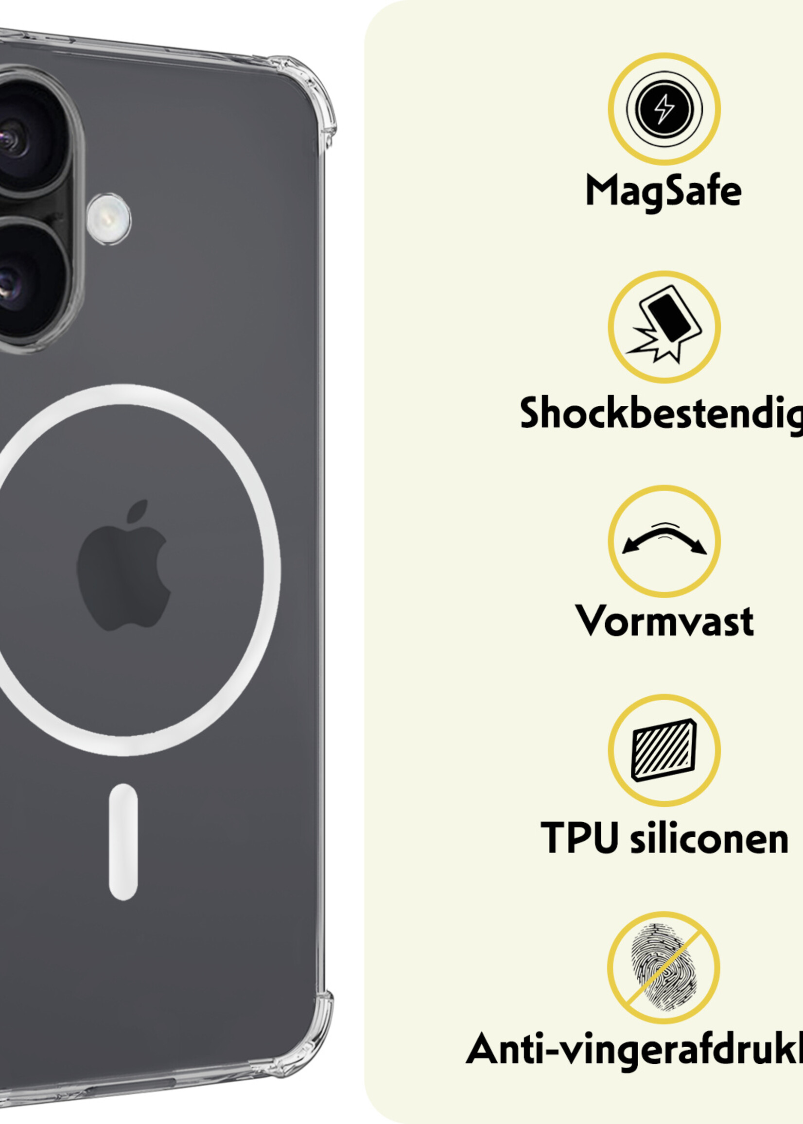 LUQ Hoesje Geschikt voor iPhone 16 Plus Hoesje Geschikt voor Magsafe Shockproof Case - Hoes Geschikt voor iPhone 16 Plus Hoesje Magsafe Shock Proof - Transparant