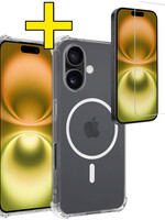 LUQ LUQ iPhone 16 Plus Magsafe Hoesje Transparant Met Screenprotector