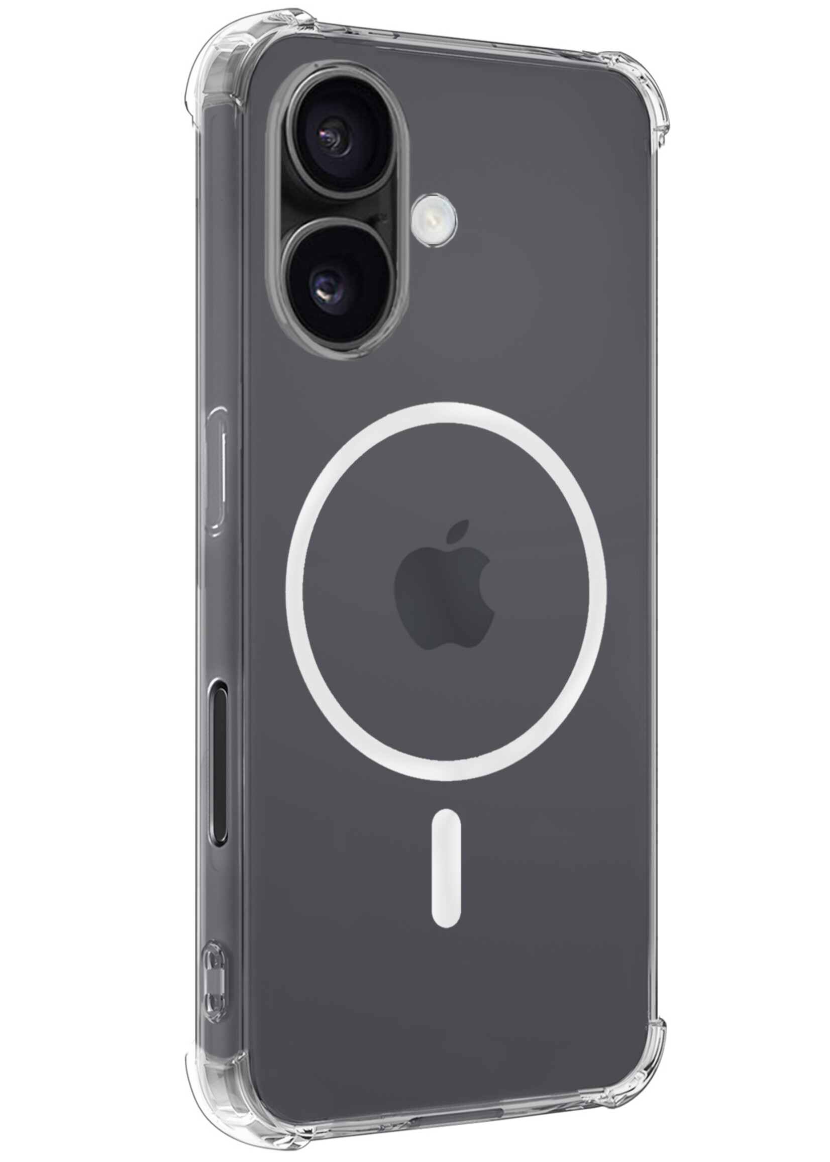 LUQ Hoesje Geschikt voor iPhone 16 Plus Hoesje Geschikt voor Magsafe Siliconen Shock Proof Case Met Screenprotector - Transparant