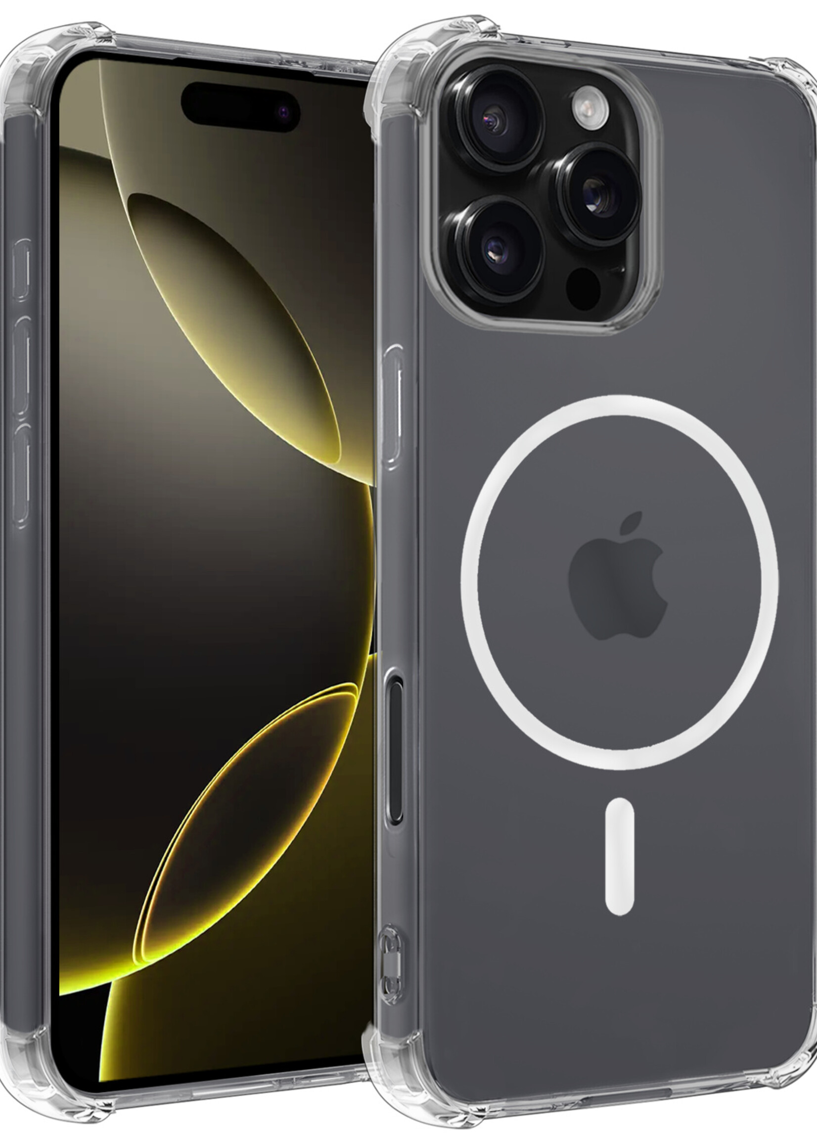 LUQ Hoesje Geschikt voor iPhone 16 Pro Hoesje Geschikt voor Magsafe Shockproof Case - Hoes Geschikt voor iPhone 16 Pro Hoesje Magsafe Shock Proof - Transparant