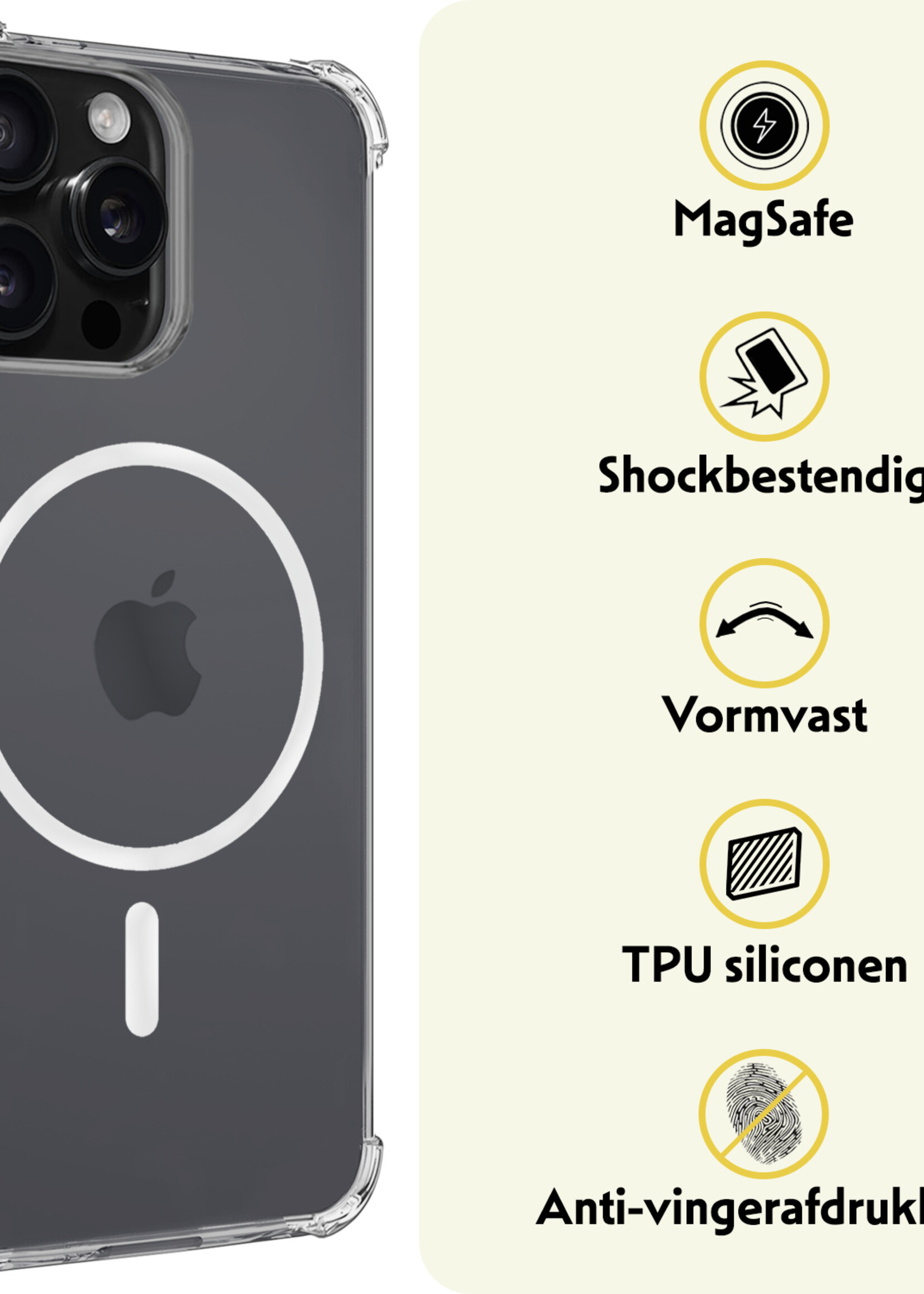 LUQ Hoesje Geschikt voor iPhone 16 Pro Max Hoesje Geschikt voor Magsafe Shockproof Case - Hoes Geschikt voor iPhone 16 Pro Max Hoesje Magsafe Shock Proof - Transparant - 2 Stuks