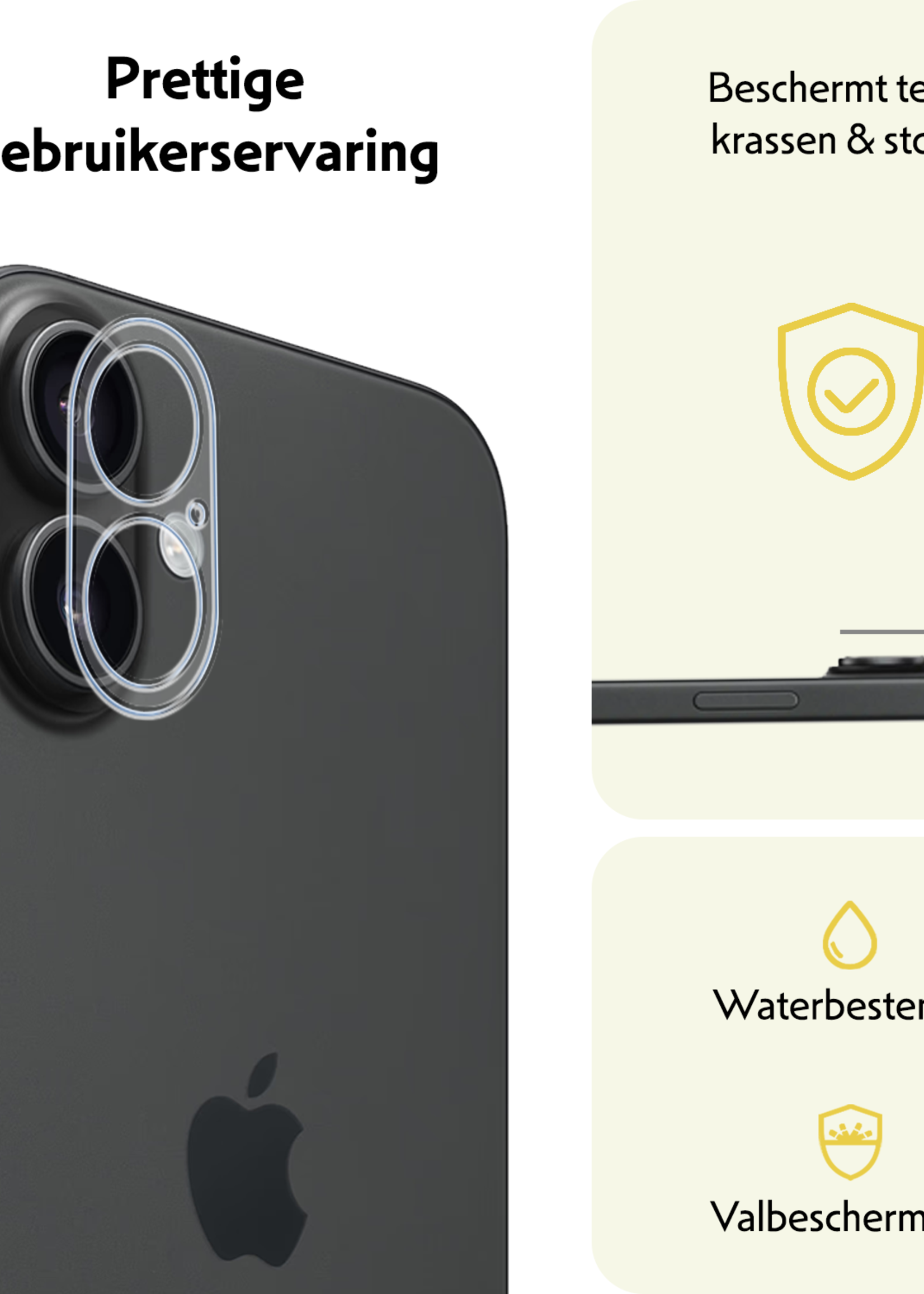 LUQ Screenprotector Geschikt voor iPhone 16 Camera Screenprotector Tempered Glass - Screenprotector Geschikt voor iPhone 16 Screenprotector Camera Screenprotector - 2 Stuks