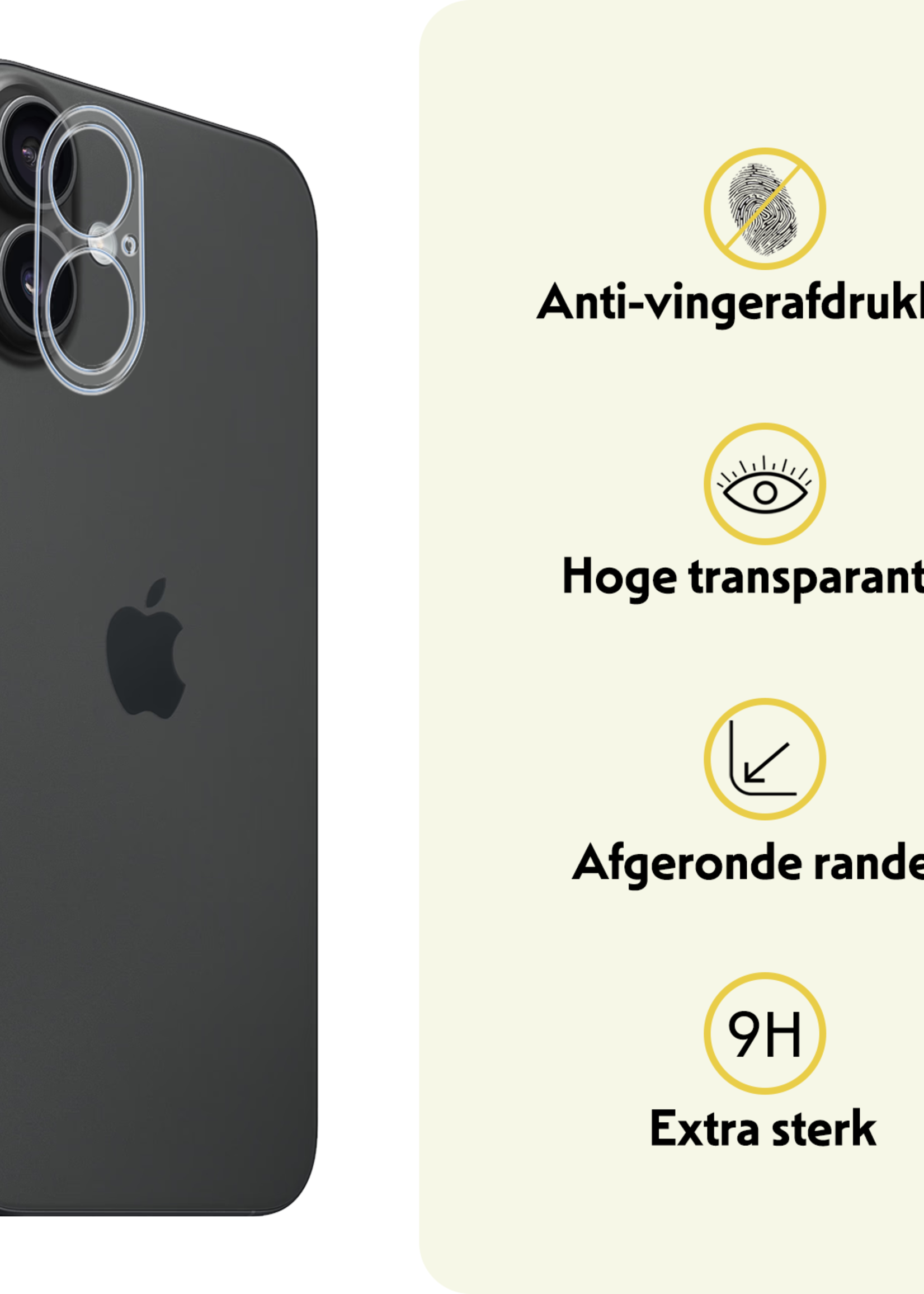 LUQ Screenprotector Geschikt voor iPhone 16 Camera Screenprotector Tempered Glass - Screenprotector Geschikt voor iPhone 16 Screenprotector Camera Screenprotector - 3 Stuks