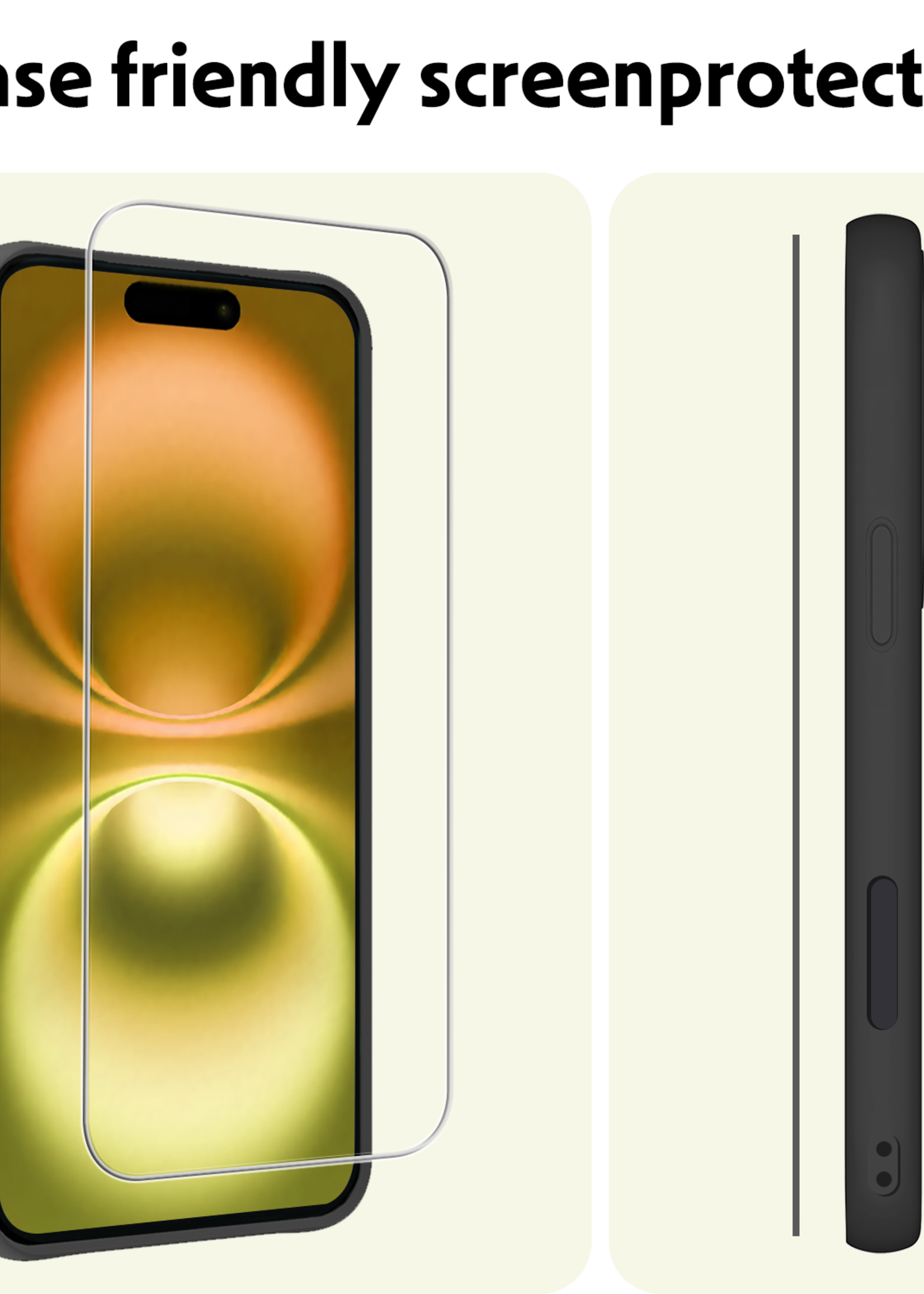 LUQ Screenprotector Geschikt voor iPhone 16 Screenprotector Volledig - Screenprotector Geschikt voor iPhone 16 Screenprotector Bescherm Glas - 2 Stuks