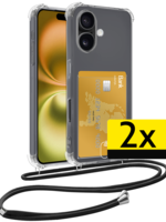 LUQ LUQ iPhone 16 Plus Hoesje Pashouder met Koord - 2 PACK
