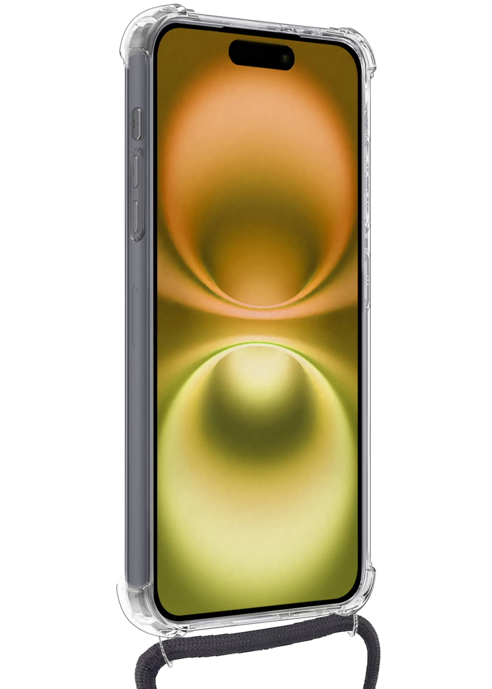 LUQ Hoesje Geschikt voor iPhone 16 Plus Telefoonhoesje Met Koord Case Pashouder Siliconen - Hoes Geschikt voor iPhone 16 Plus Hoesje Met Kaarthouder - Transparant - 2 Stuks