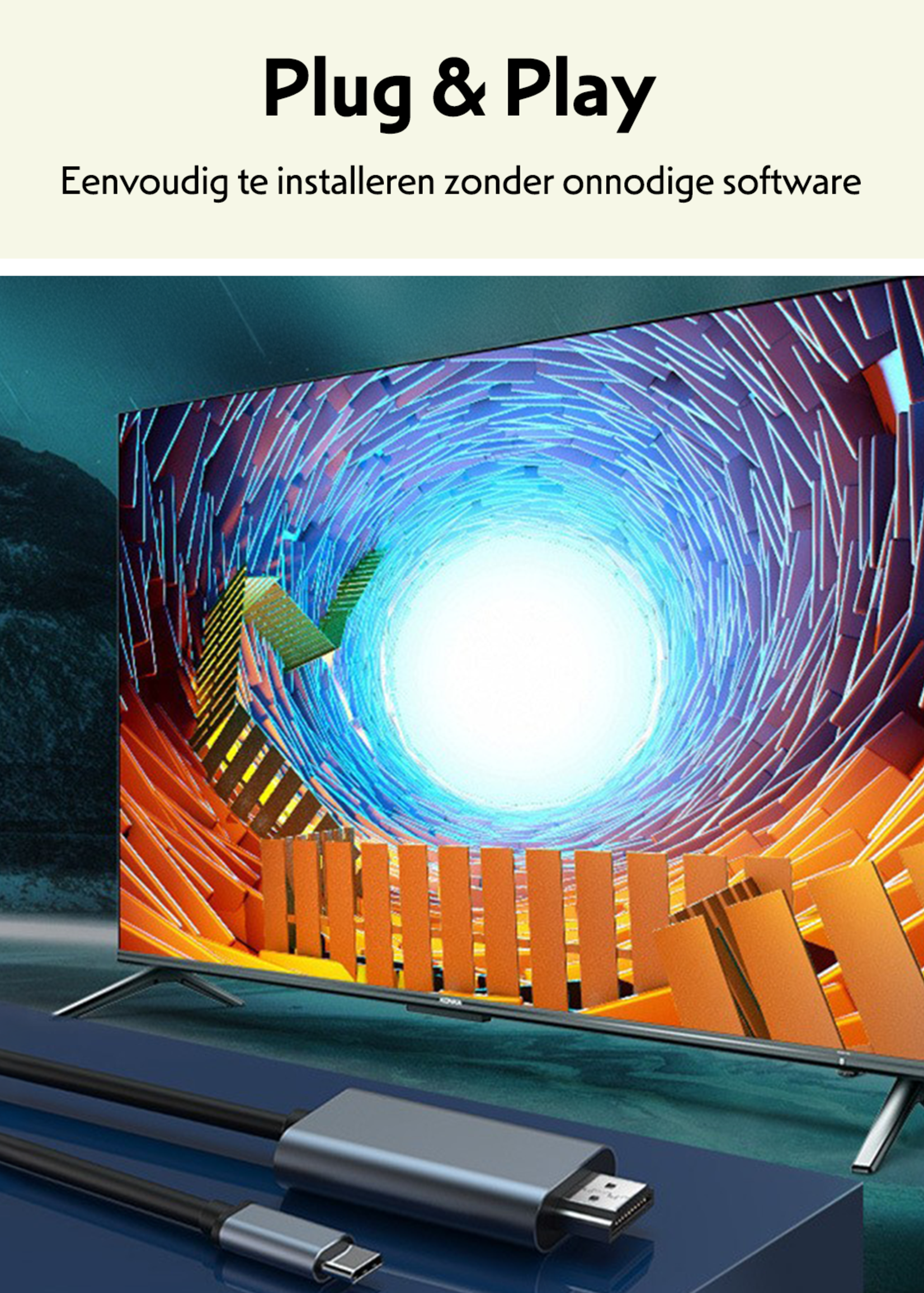 LUQ USB C naar HDMI Adapter 4K Resolutie - USBC naar HDMI Kabel 2 meter Premium Kwaliteit - Zwart