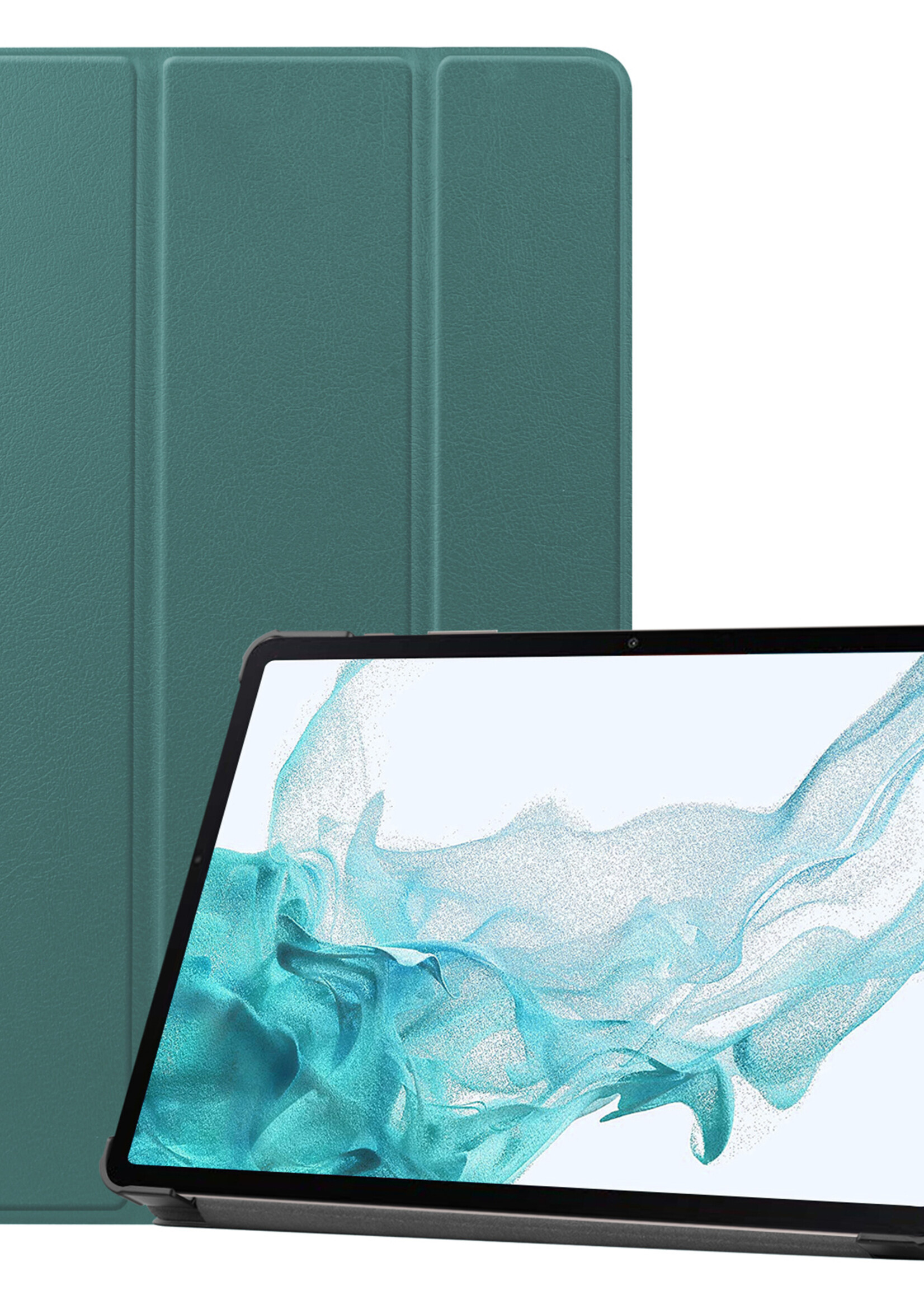 LUQ Hoes Geschikt voor Samsung Galaxy Tab S10 Plus Hoes Luxe Hoesje Case Met Uitsparing Geschikt voor S Pen - Hoesje Geschikt voor Samsung Tab S10 Plus Hoes Cover - Donkergroen