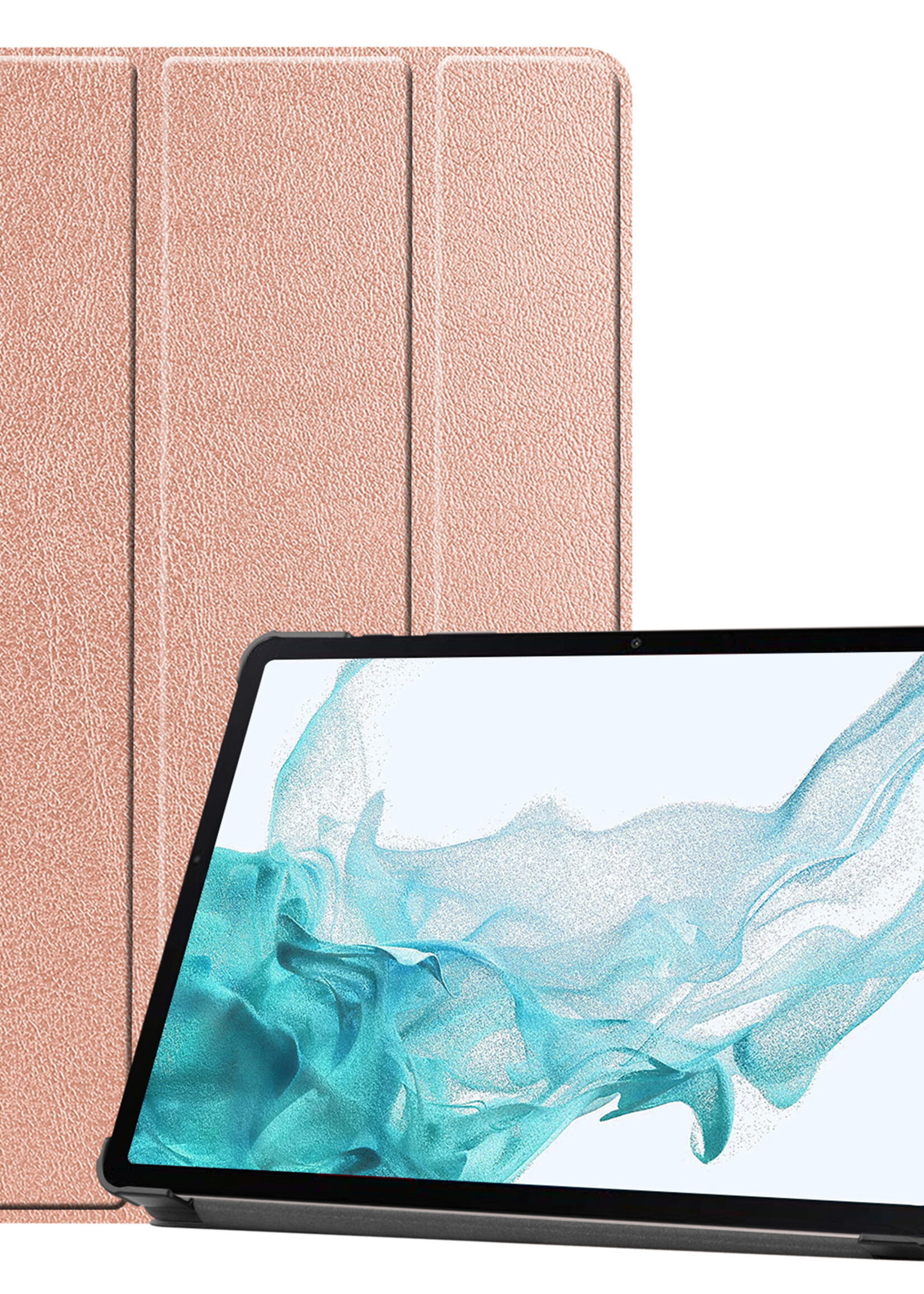 LUQ Hoes Geschikt voor Samsung Galaxy Tab S10 Plus Hoes Luxe Hoesje Case Met Uitsparing Geschikt voor S Pen - Hoesje Geschikt voor Samsung Tab S10 Plus Hoes Cover - Rosé goud