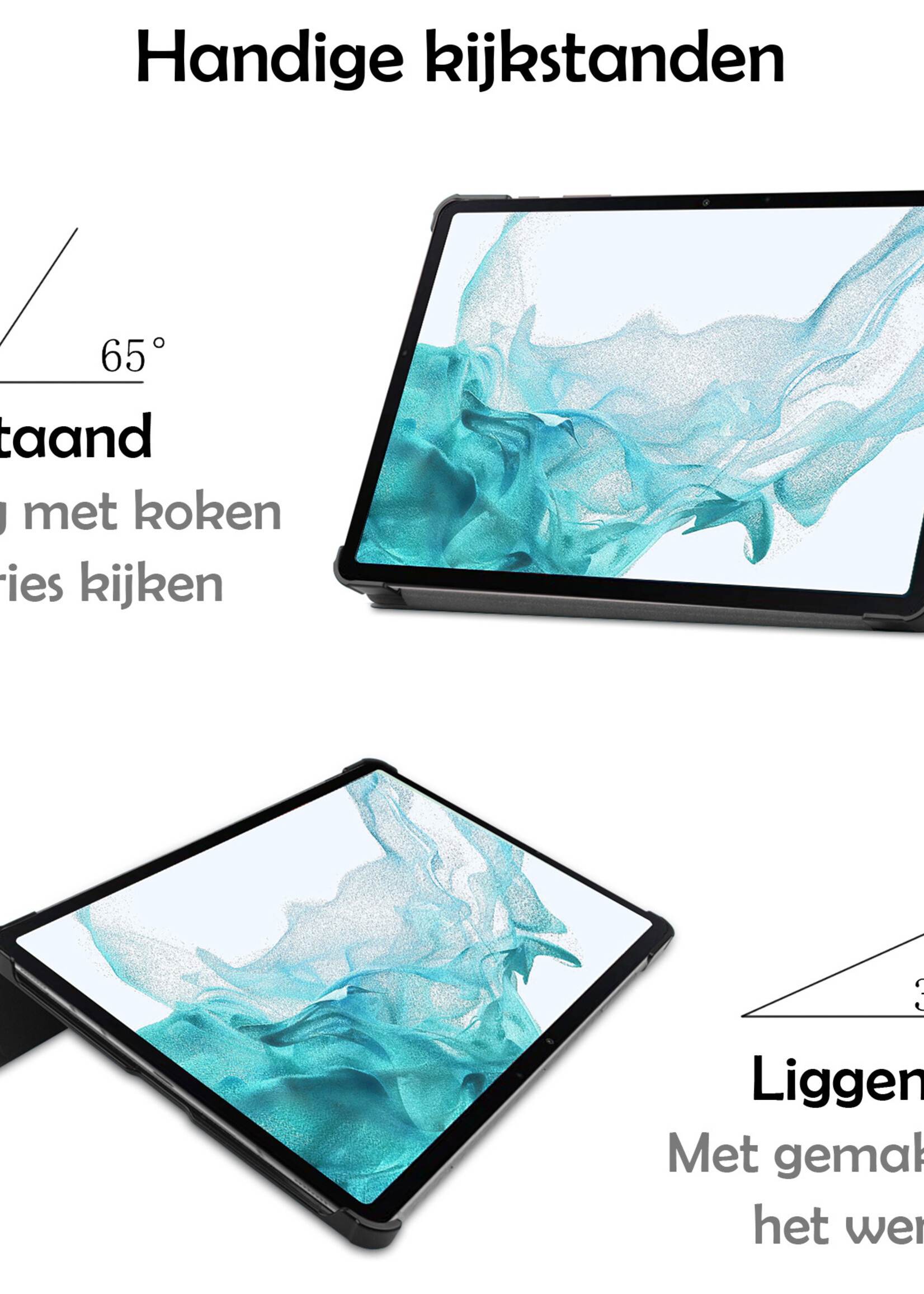 LUQ Hoes Geschikt voor Samsung Galaxy Tab S10 Plus Hoes Luxe Hoesje Case Met Uitsparing Geschikt voor S Pen Met Screenprotector - Hoesje Geschikt voor Samsung Tab S10 Plus Hoes Cover - Donkerblauw