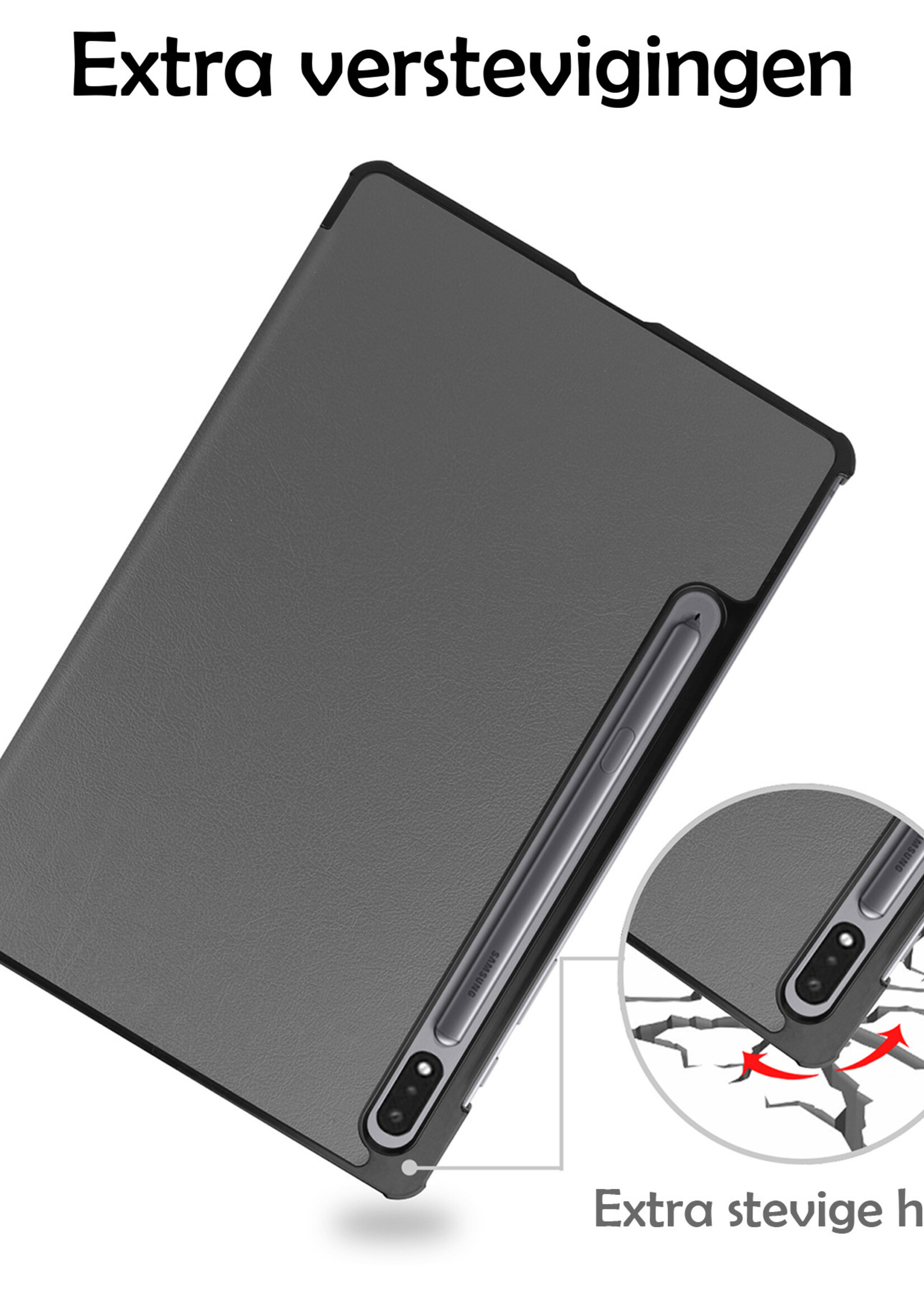 LUQ Hoes Geschikt voor Samsung Galaxy Tab S10 Plus Hoes Luxe Hoesje Case Met Uitsparing Geschikt voor S Pen Met Screenprotector - Hoesje Geschikt voor Samsung Tab S10 Plus Hoes Cover - Grijs