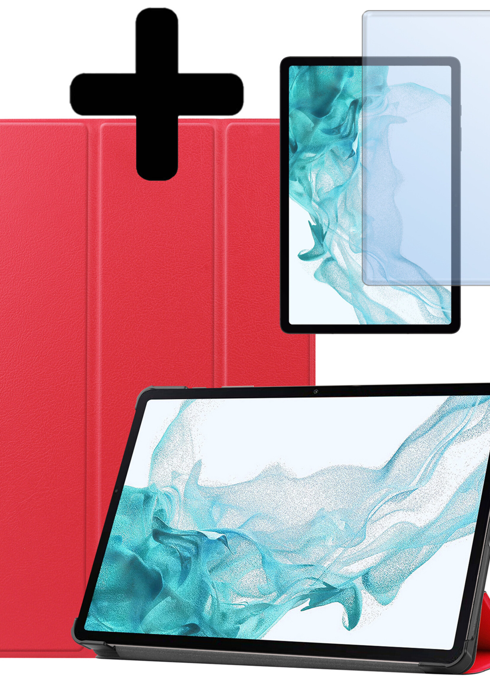 LUQ Hoes Geschikt voor Samsung Galaxy Tab S10 Plus Hoes Luxe Hoesje Case Met Uitsparing Geschikt voor S Pen Met Screenprotector - Hoesje Geschikt voor Samsung Tab S10 Plus Hoes Cover - Rood