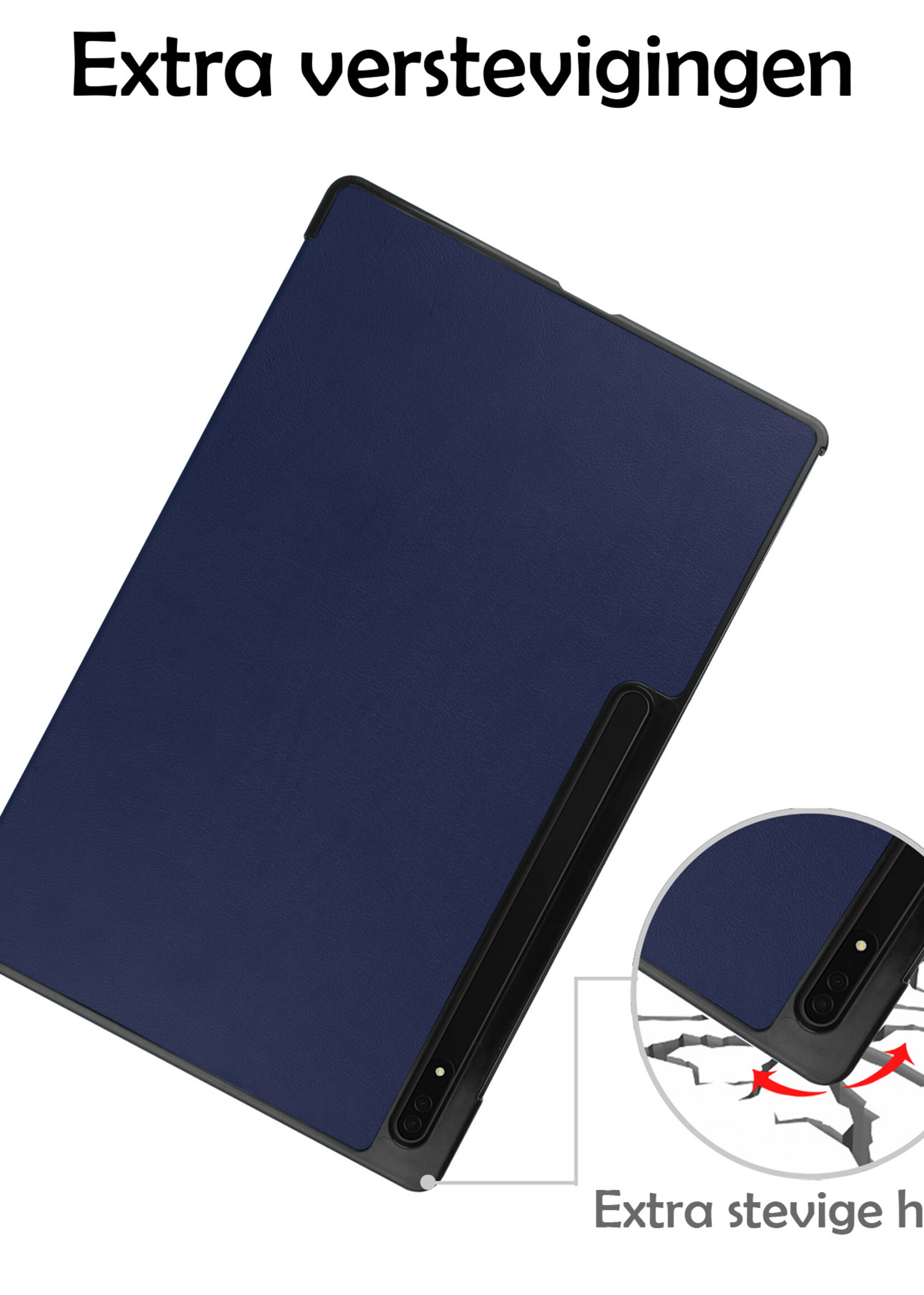 LUQ Hoes Geschikt voor Samsung Galaxy Tab S10 Ultra Hoes Luxe Hoesje Case Met Uitsparing Geschikt voor S Pen - Hoesje Geschikt voor Samsung Tab S10 Ultra Hoes Cover - Donkerblauw