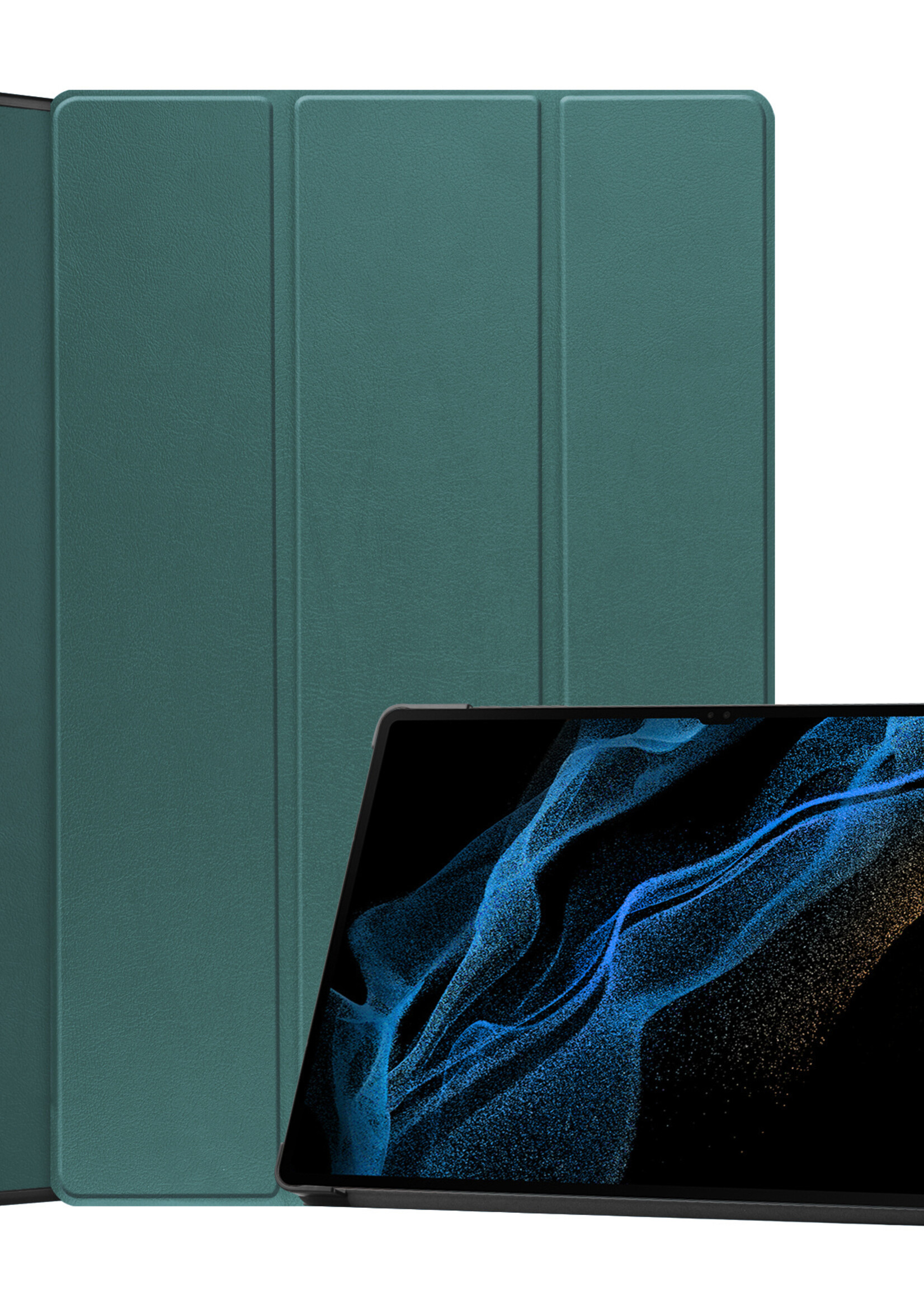 LUQ Hoes Geschikt voor Samsung Galaxy Tab S10 Ultra Hoes Luxe Hoesje Case Met Uitsparing Geschikt voor S Pen - Hoesje Geschikt voor Samsung Tab S10 Ultra Hoes Cover - Donkergroen