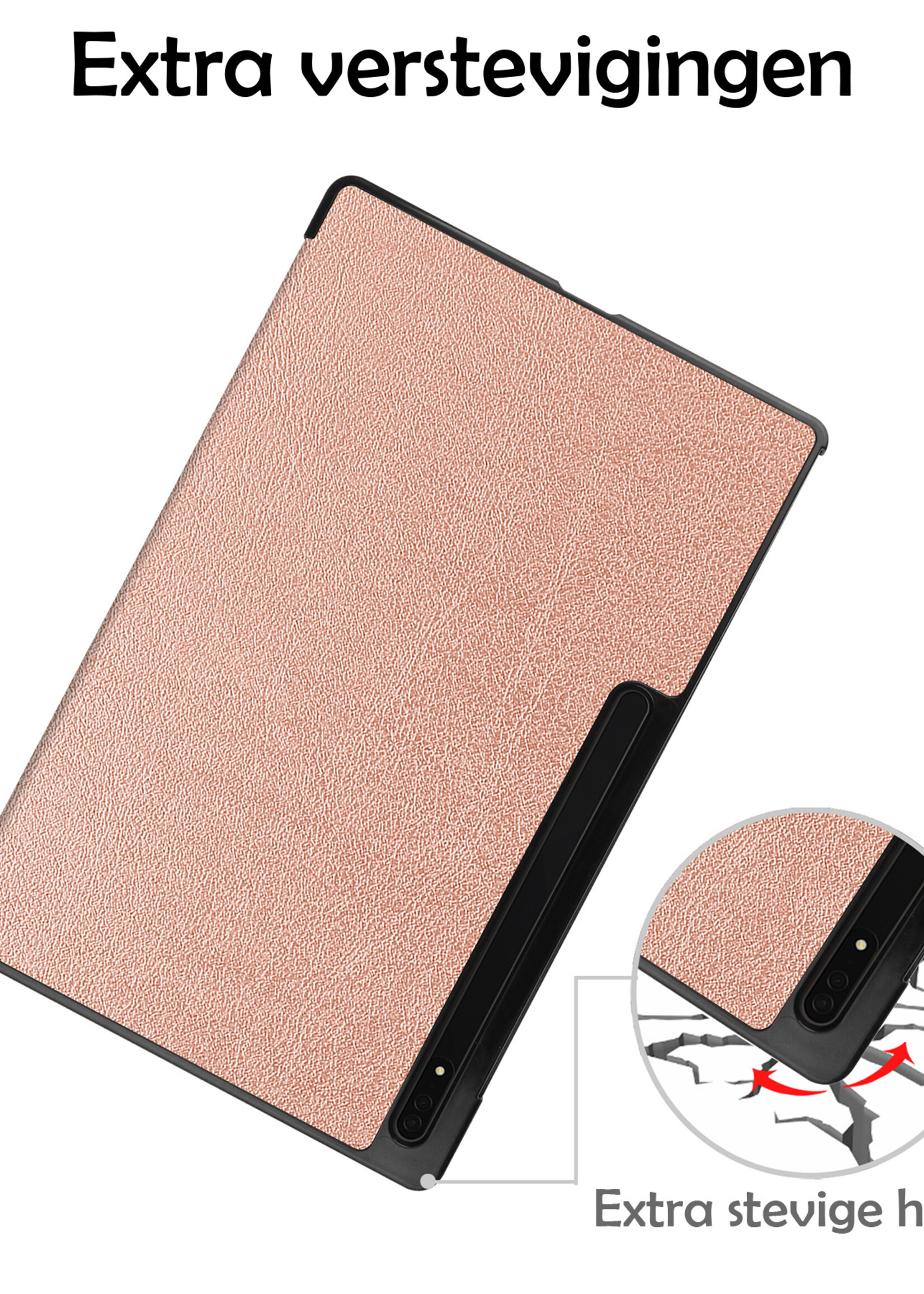 LUQ Hoes Geschikt voor Samsung Galaxy Tab S10 Ultra Hoes Luxe Hoesje Case Met Uitsparing Geschikt voor S Pen - Hoesje Geschikt voor Samsung Tab S10 Ultra Hoes Cover - Rosé goud