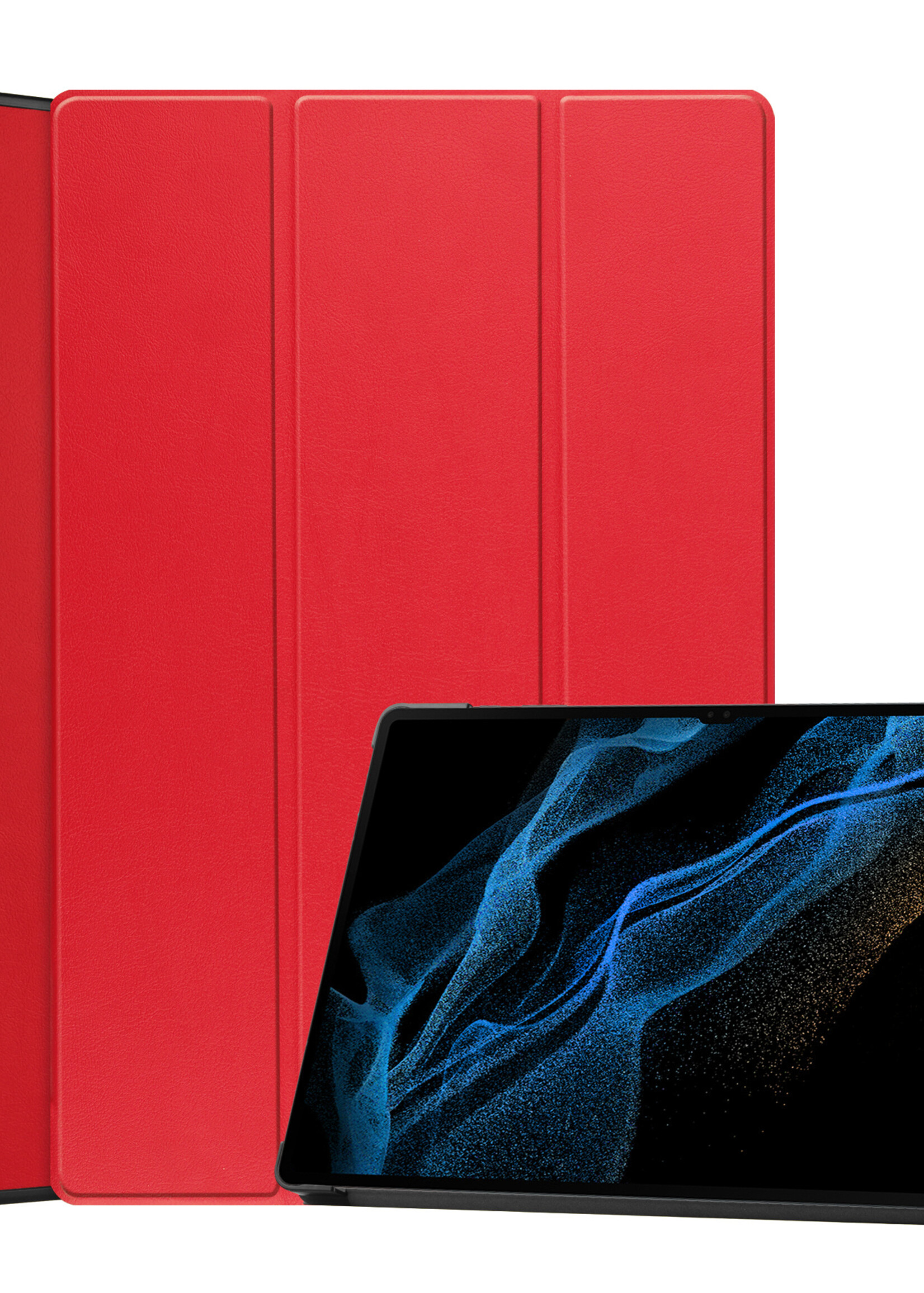 LUQ Hoes Geschikt voor Samsung Galaxy Tab S10 Ultra Hoes Luxe Hoesje Case Met Uitsparing Geschikt voor S Pen - Hoesje Geschikt voor Samsung Tab S10 Ultra Hoes Cover - Rood