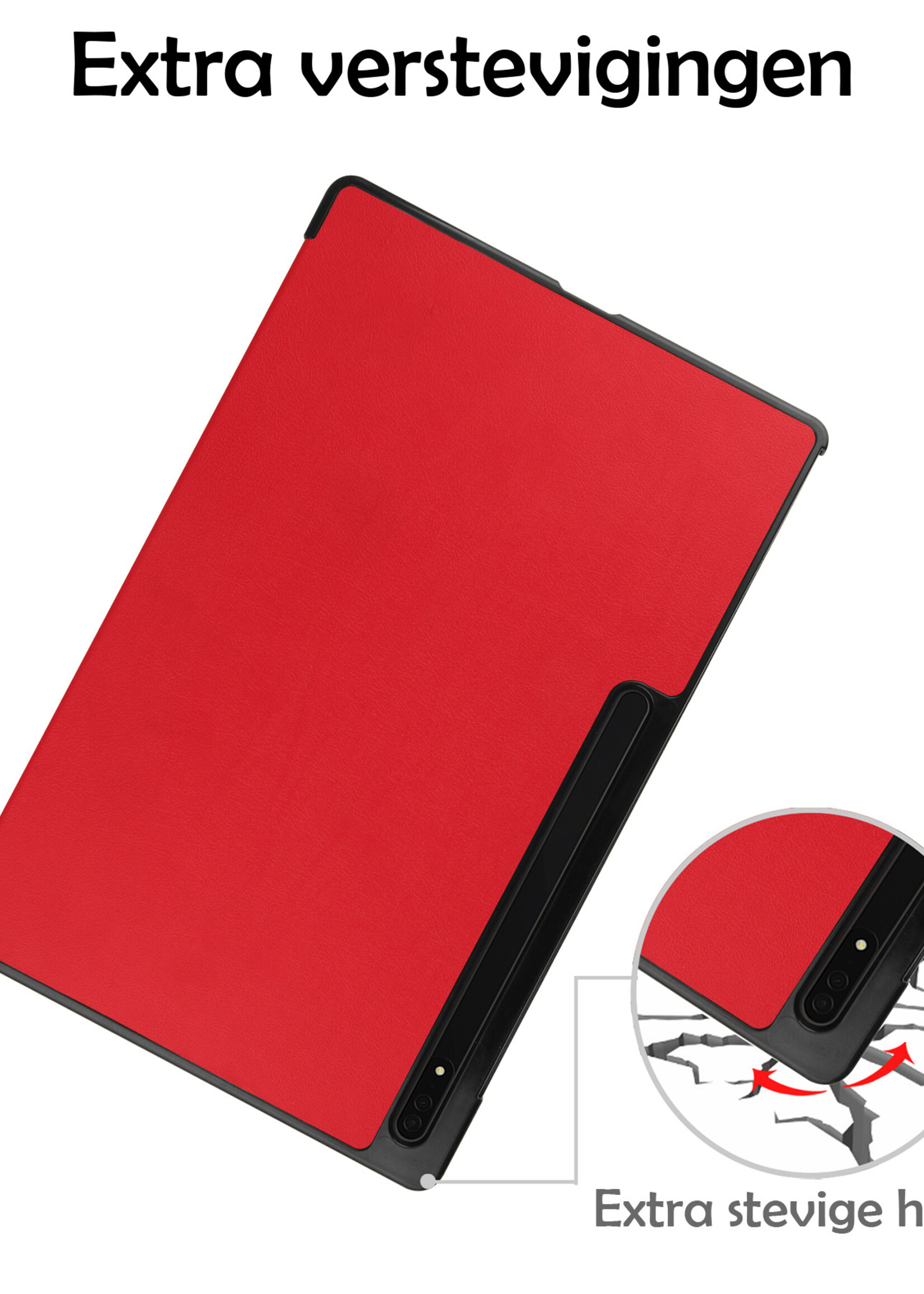LUQ Hoes Geschikt voor Samsung Galaxy Tab S10 Ultra Hoes Luxe Hoesje Case Met Uitsparing Geschikt voor S Pen - Hoesje Geschikt voor Samsung Tab S10 Ultra Hoes Cover - Rood