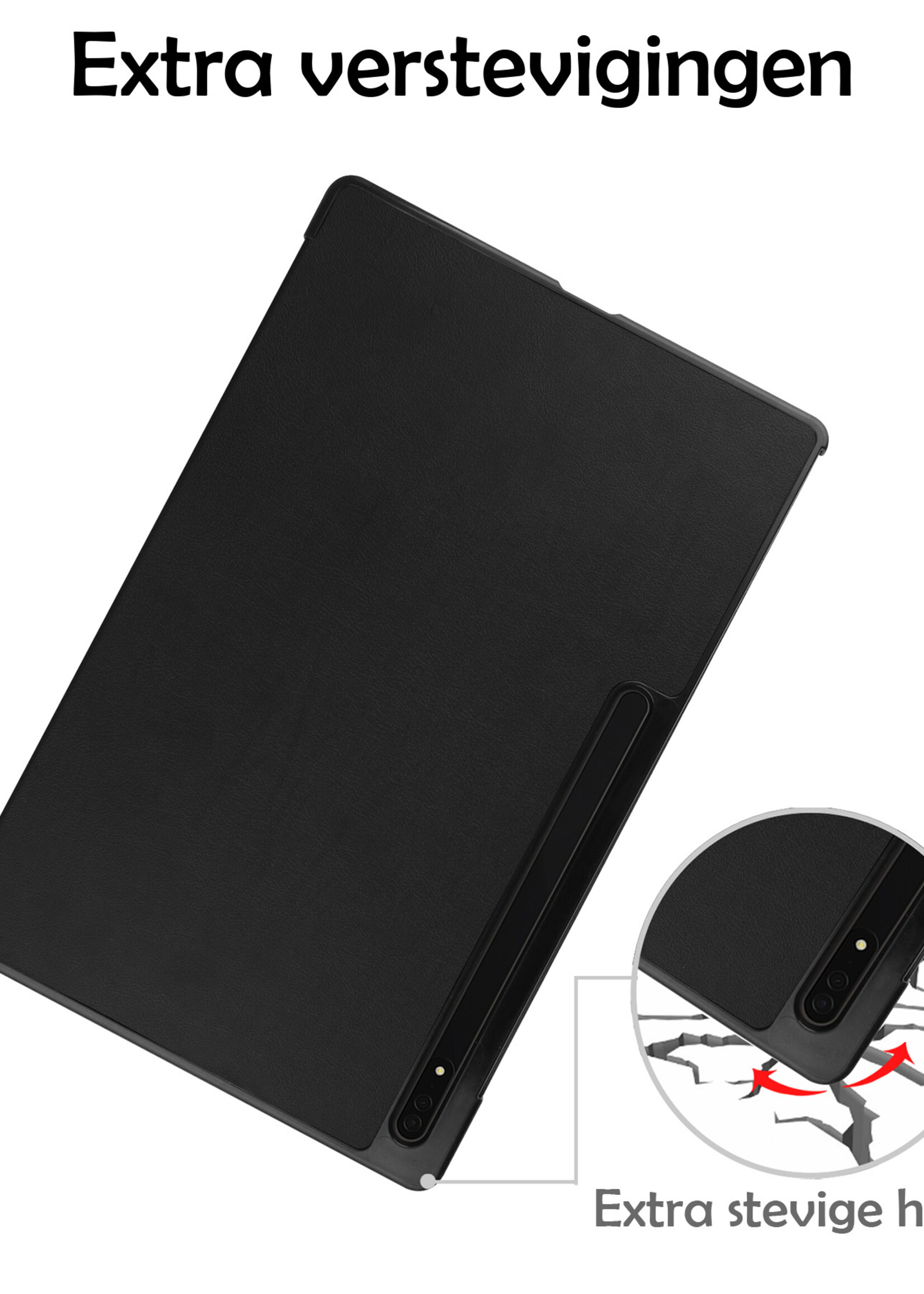 LUQ Hoes Geschikt voor Samsung Galaxy Tab S10 Ultra Hoes Luxe Hoesje Case Met Uitsparing Geschikt voor S Pen - Hoesje Geschikt voor Samsung Tab S10 Ultra Hoes Cover - Zwart