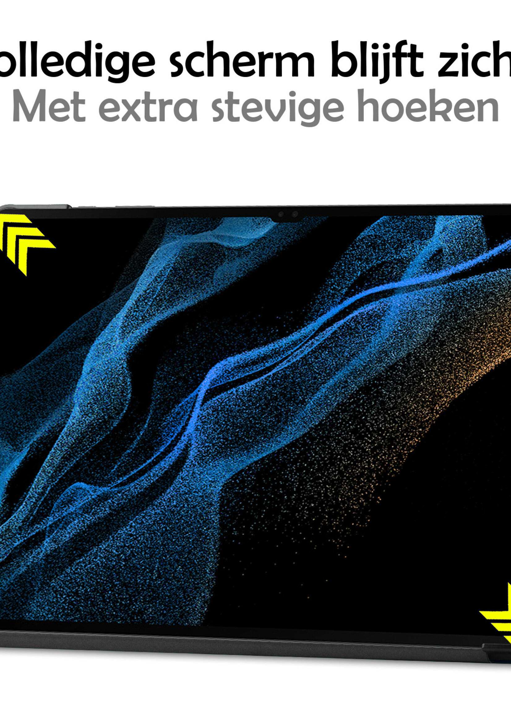 LUQ Hoes Geschikt voor Samsung Galaxy Tab S10 Ultra Hoes Luxe Hoesje Case Met Uitsparing Geschikt voor S Pen Met Screenprotector - Hoesje Geschikt voor Samsung Tab S10 Ultra Hoes Cover - Donkerblauw