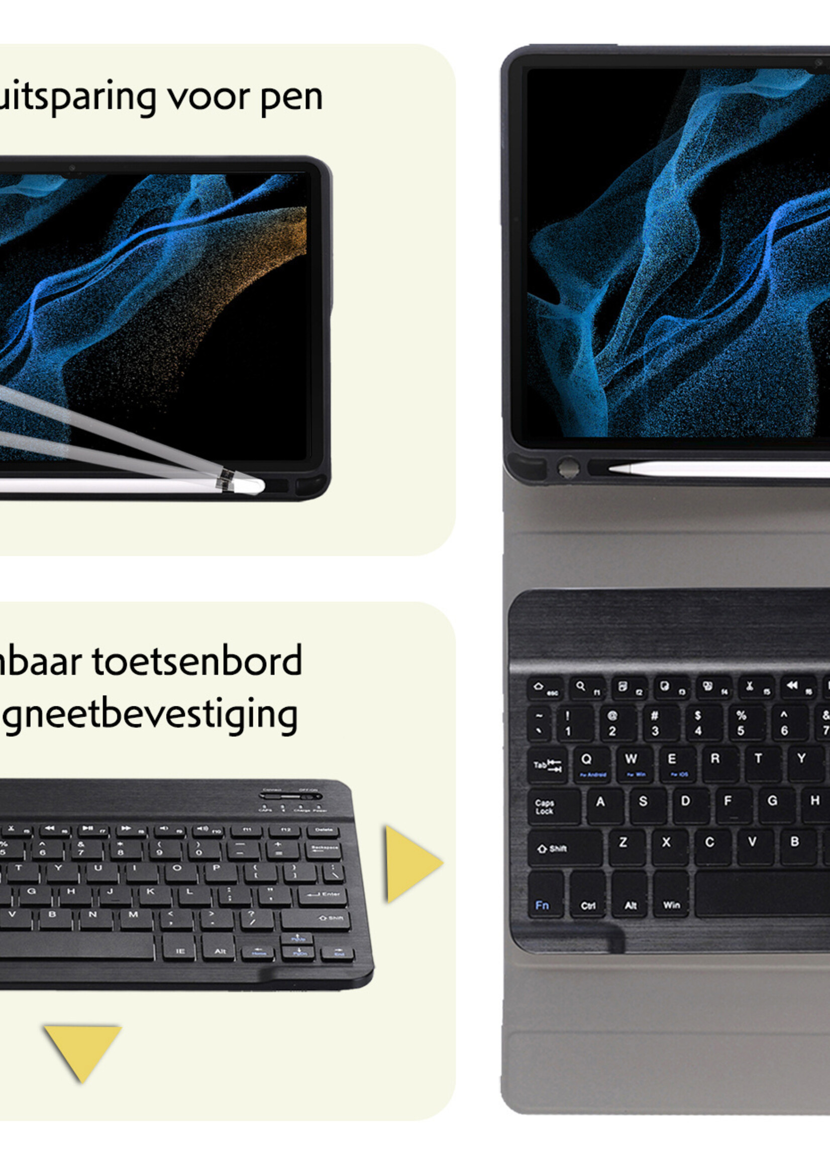 LUQ LUQ Samsung Galaxy Tab S10 Ultra Toetsenbordhoes Met Screenprotector - Zwart