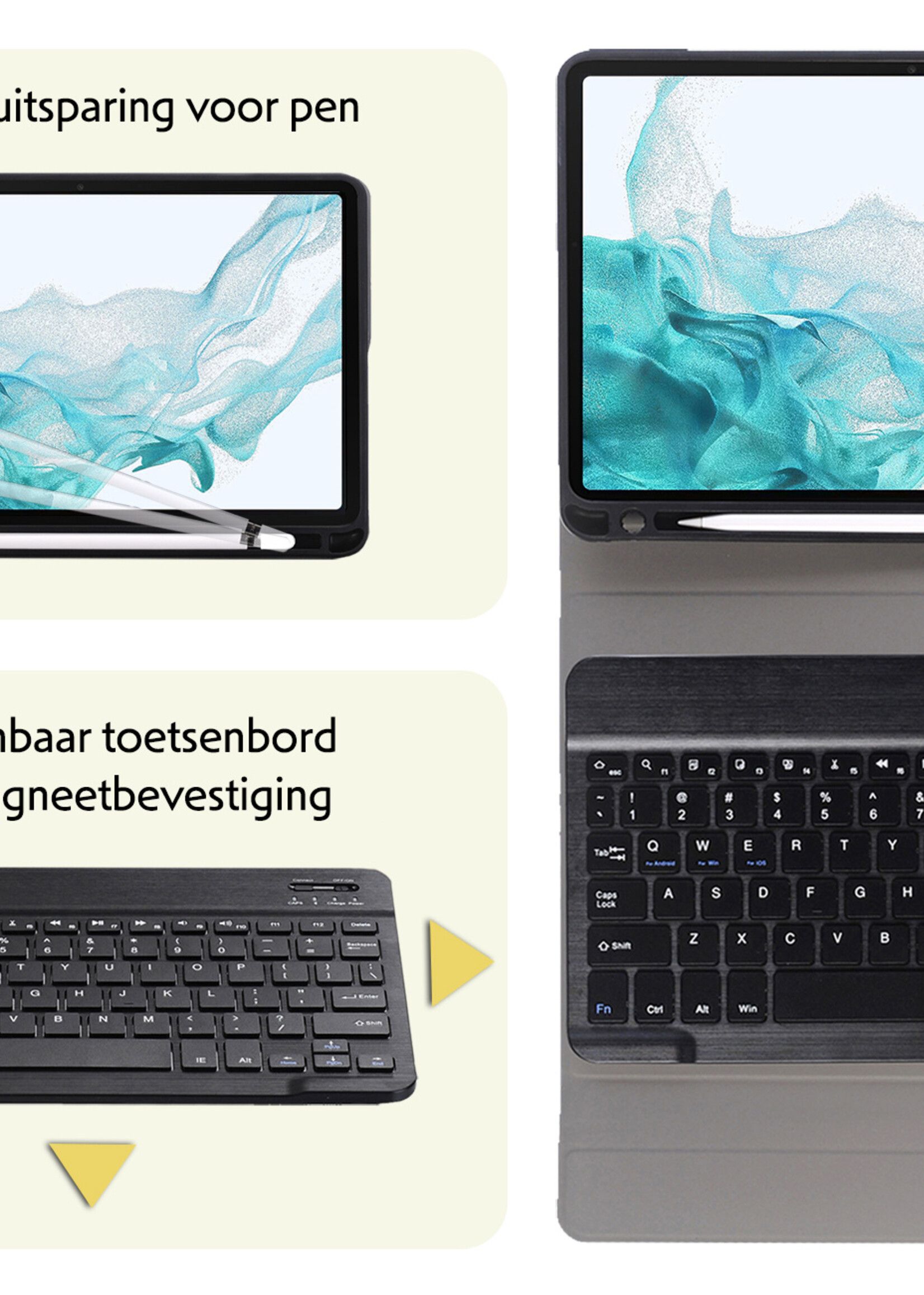 LUQ LUQ Samsung Galaxy Tab S10 Plus Toetsenbordhoes Met Screenprotector - Zwart