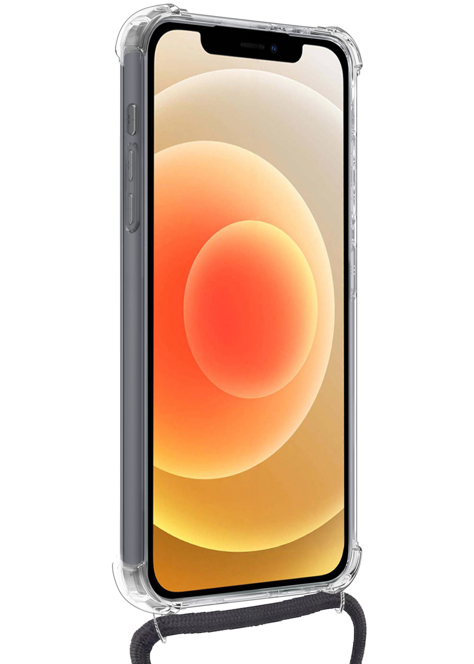 LUQ Hoesje Geschikt voor iPhone 11 Telefoonhoesje Met Koord Case Pashouder Met 2x Screenprotector Siliconen - Hoes Geschikt voor iPhone 11 Hoesje Met Kaarthouder - Transparant