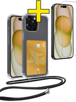 LUQ LUQ iPhone 13 Pro Max Hoesje Pashouder met Koord Met Screenprotector