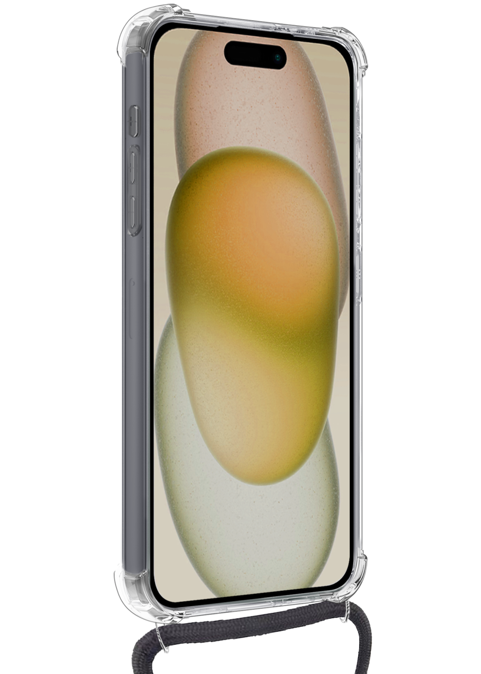 LUQ Hoesje Geschikt voor iPhone 14 Plus Telefoonhoesje Met Koord Case Pashouder Siliconen - Hoes Geschikt voor iPhone 14 Plus Hoesje Met Kaarthouder - Transparant