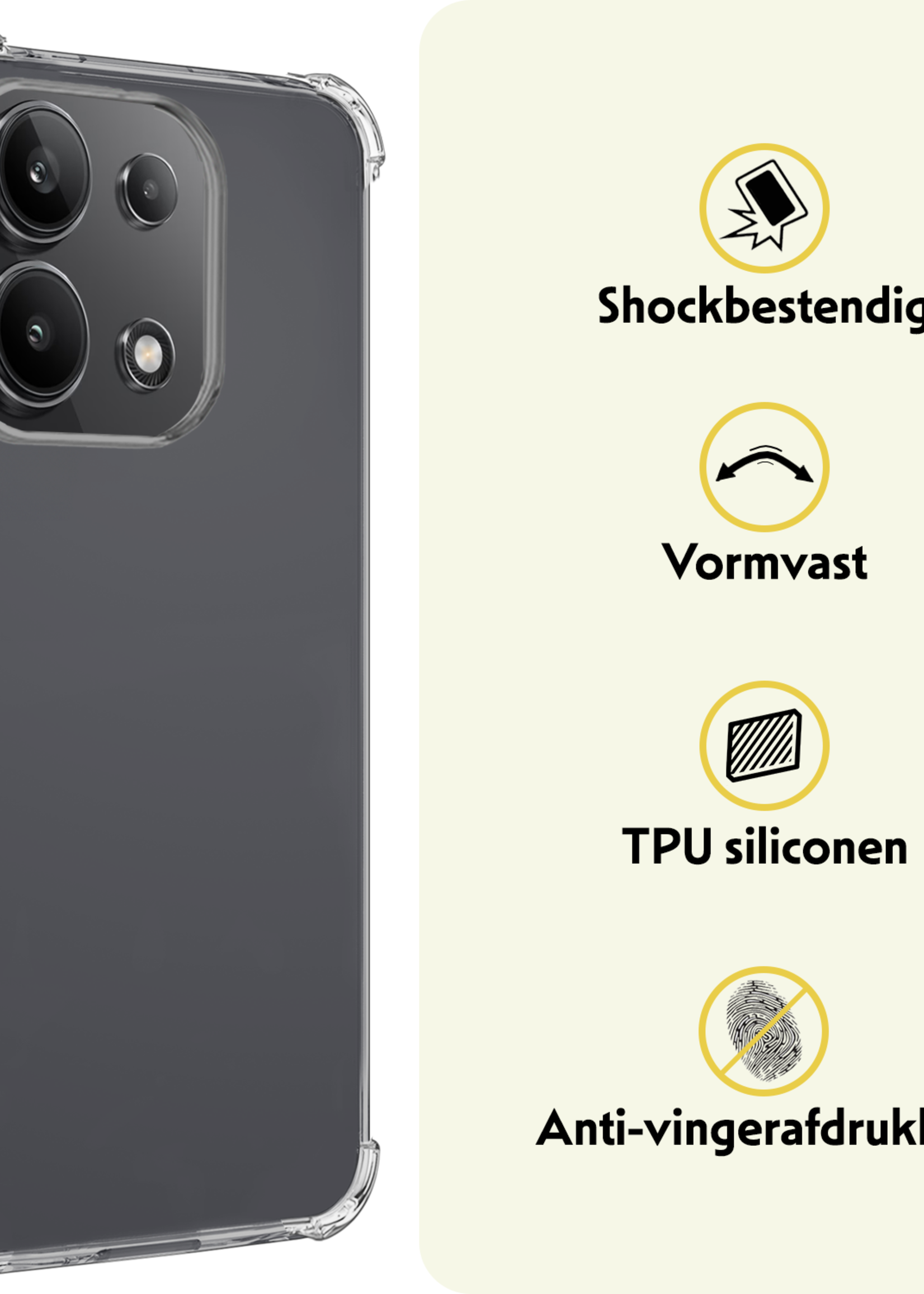 LUQ Hoesje Geschikt voor Xiaomi Redmi Note 13 4G Hoesje Shockproof Case Siliconen - Hoes Geschikt voor Xiaomi Redmi Note 13 4G Hoes Cover Siliconen - Transparant