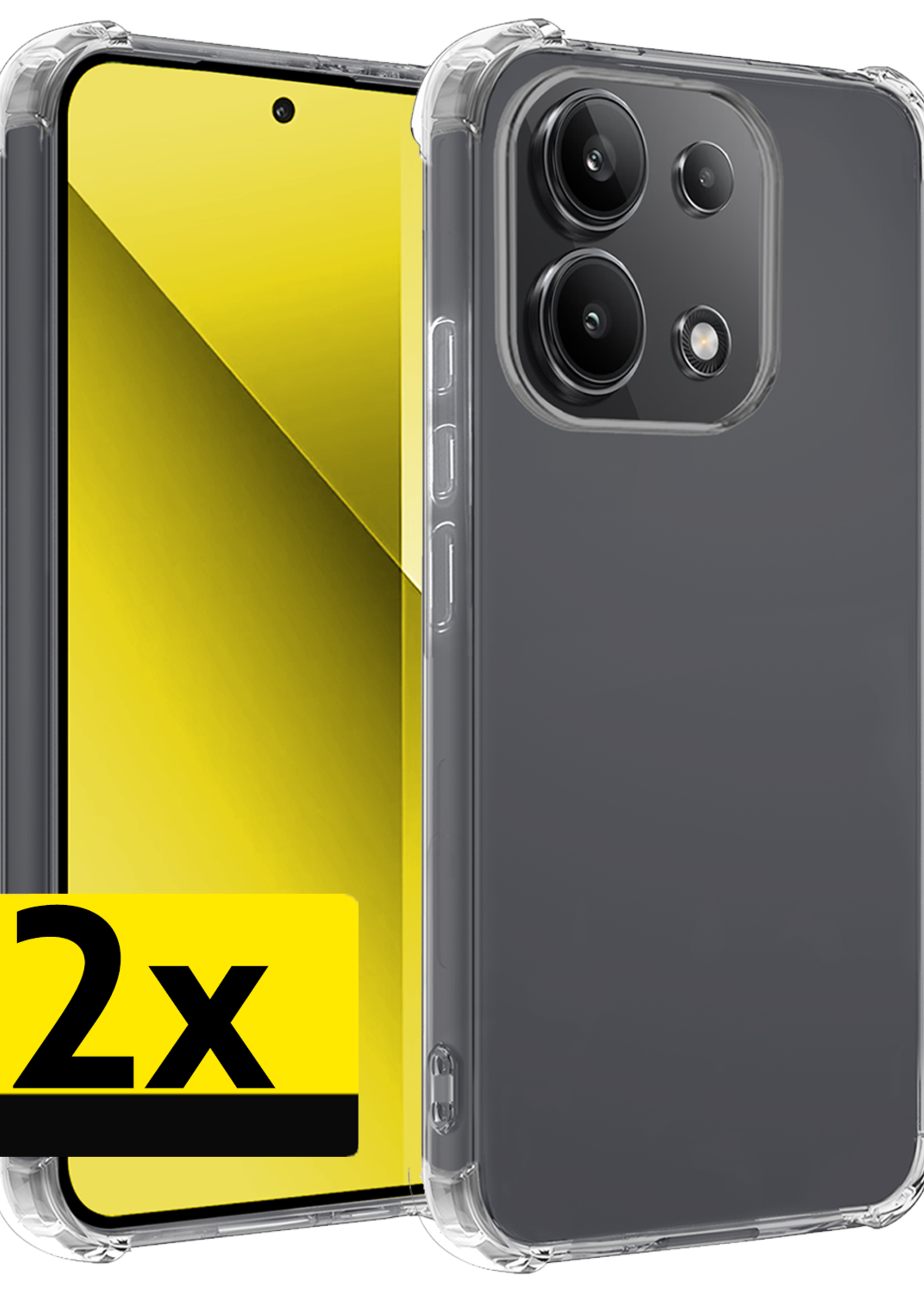 LUQ Hoesje Geschikt voor Xiaomi Redmi Note 13 4G Hoesje Shockproof Case Siliconen - Hoes Geschikt voor Xiaomi Redmi Note 13 4G Hoes Cover Siliconen - Transparant - 2 Stuks