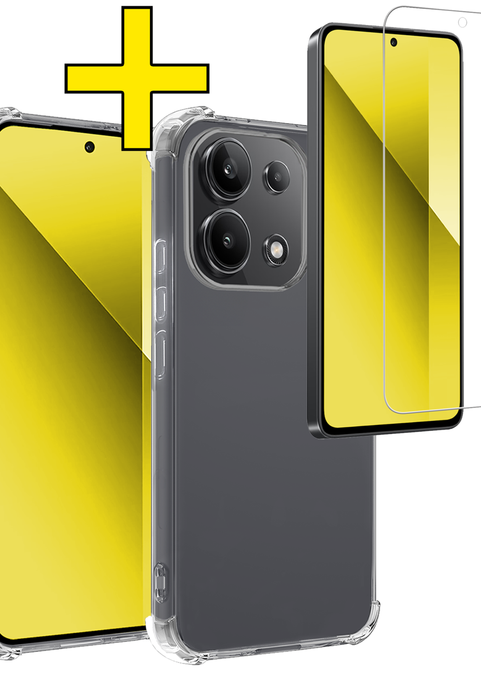 LUQ Hoesje Geschikt voor Xiaomi Redmi Note 13 4G Hoesje Shockproof Case Siliconen Met Screenprotector - Hoes Geschikt voor Xiaomi Redmi Note 13 4G Hoes Cover Siliconen - Transparant