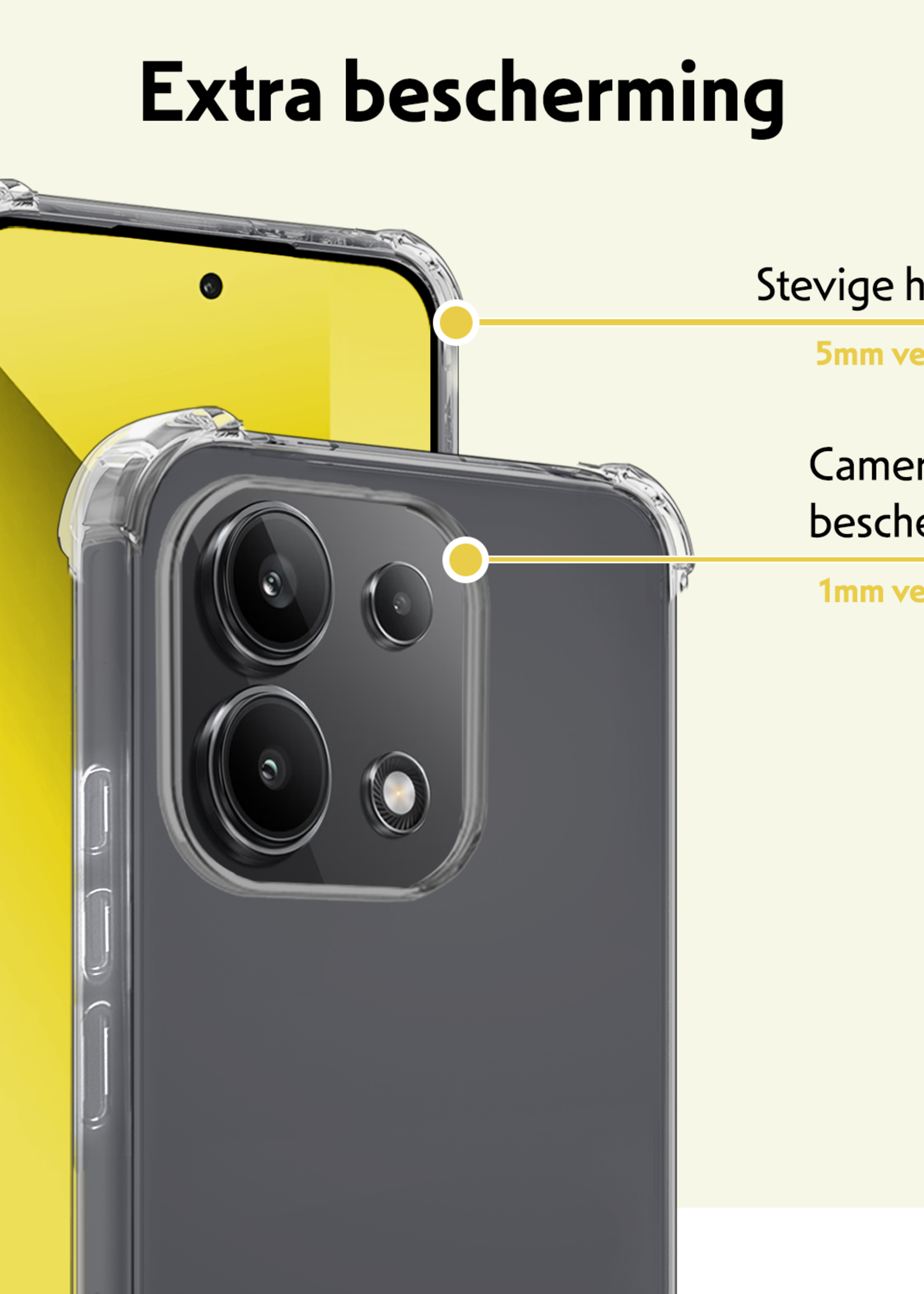 LUQ Hoesje Geschikt voor Xiaomi Redmi Note 13 4G Hoesje Shockproof Case Siliconen Met 2x Screenprotector - Hoes Geschikt voor Xiaomi Redmi Note 13 4G Hoes Cover Siliconen - Transparant