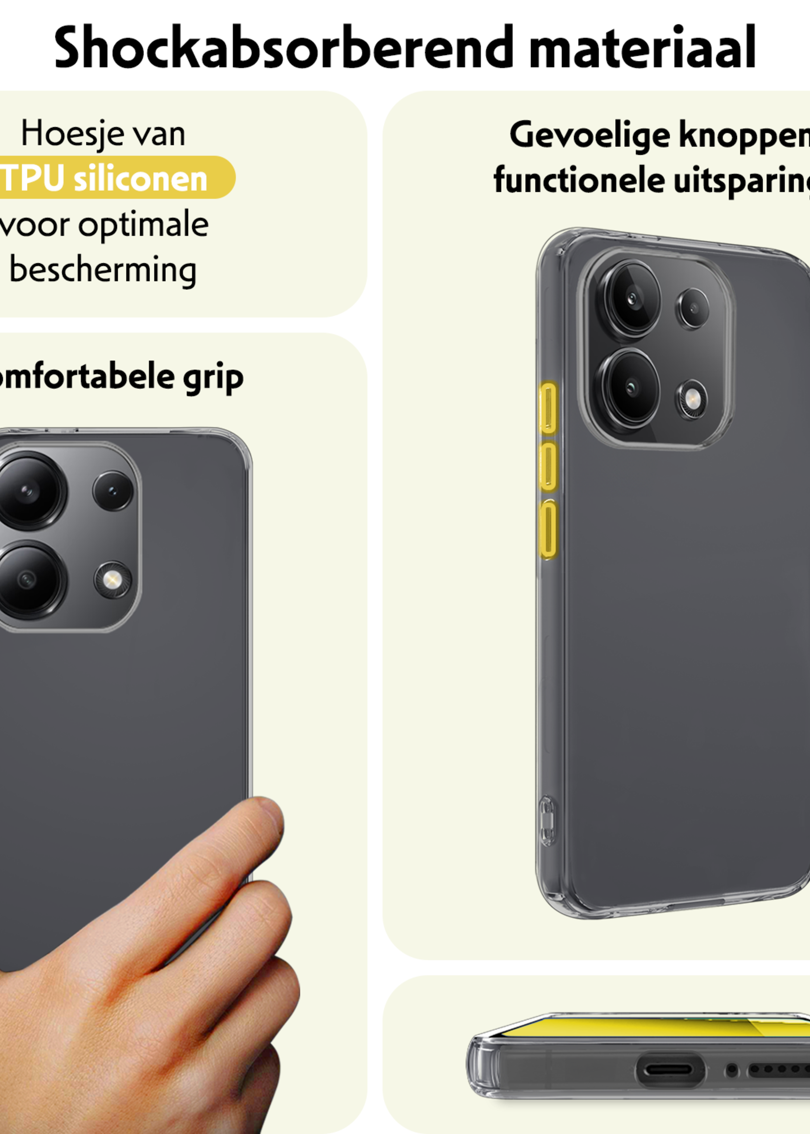 LUQ Hoesje Geschikt voor Xiaomi Redmi Note 13 4G Hoesje Siliconen Case - Hoes Geschikt voor Xiaomi Redmi Note 13 4G Hoes Siliconen - Transparant